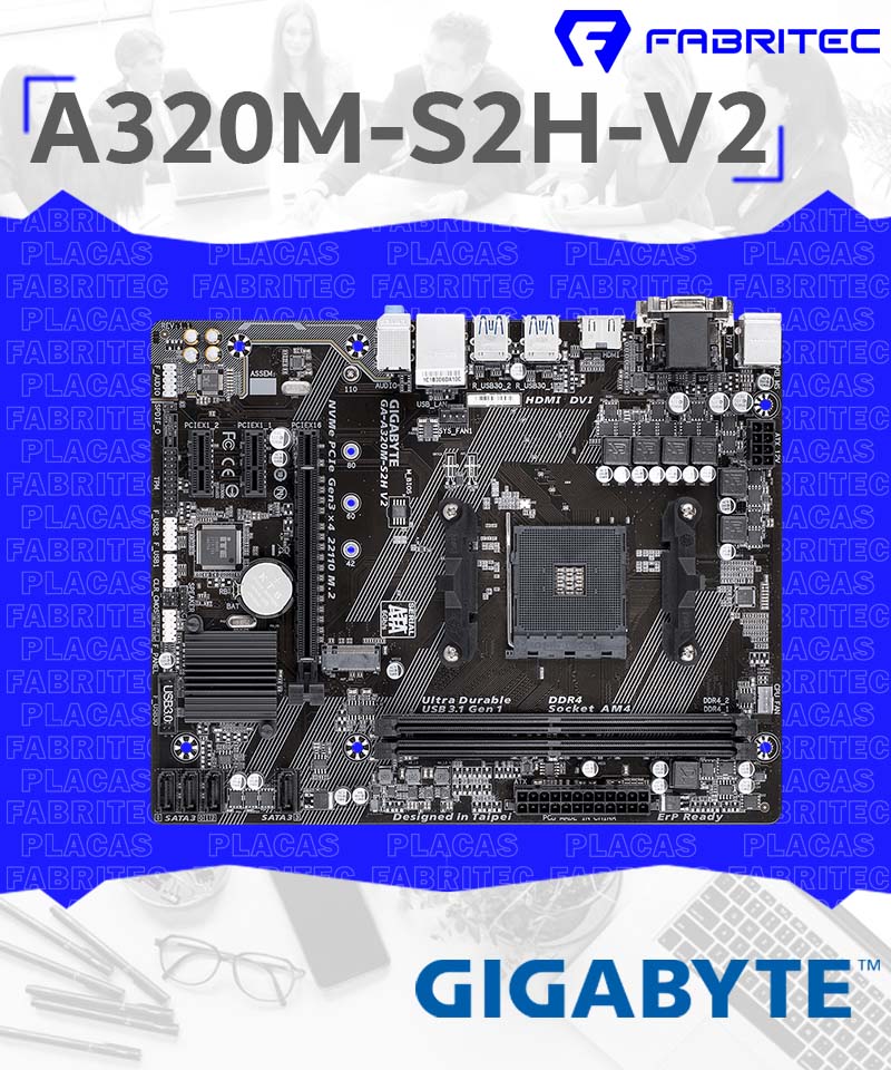 MOTHERBOARD GIGABYTE A320M S2H V2 GA A320M S2H V2 AM4 AMD