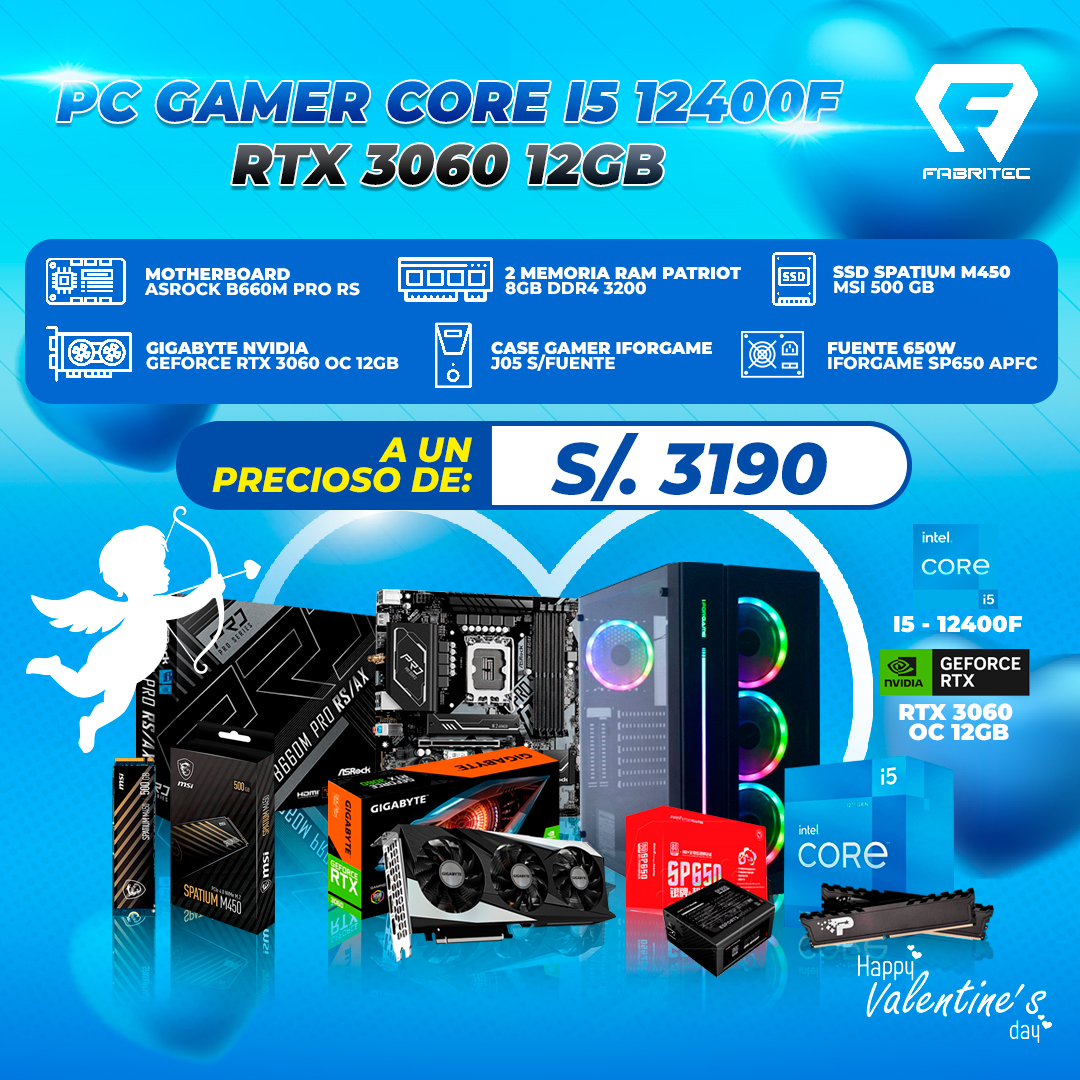 PC GAMER CORE I5 12400F RTX 3060 12GB