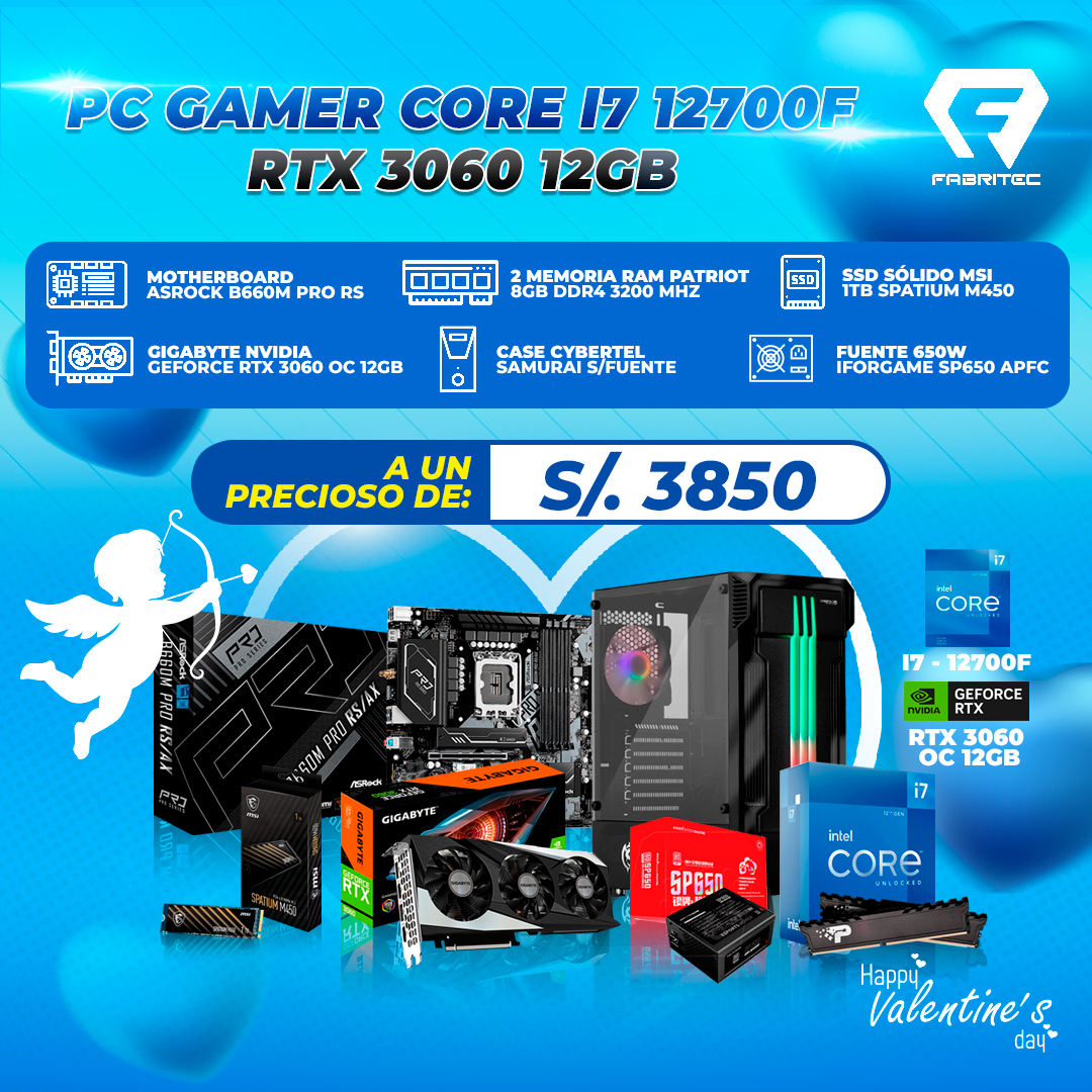 PC GAMER CORE I7 12700F RTX3060 12GB