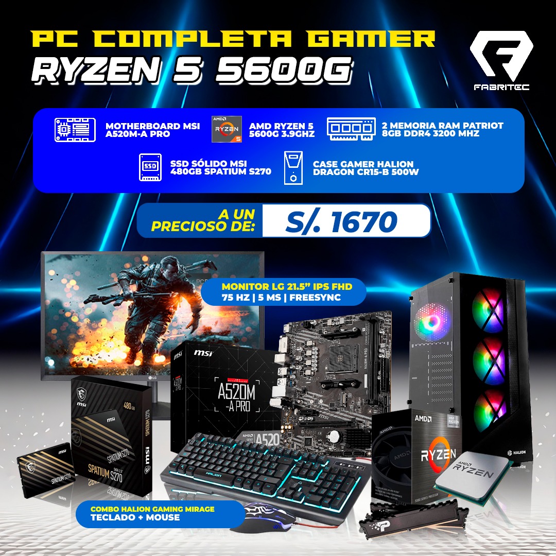 PC COMPLETA GAMER RYZEN 5 5600G