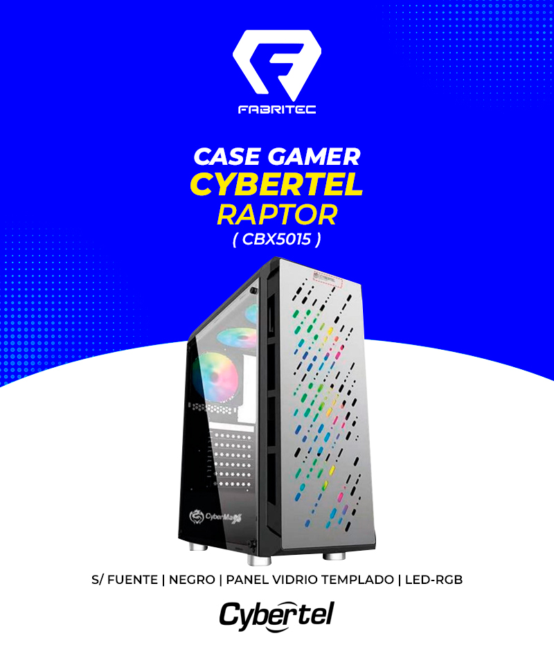 Case Gamer Cybertel Raptor Cbx S Fuente Negro Panel Vidrio Templado Led Rgb