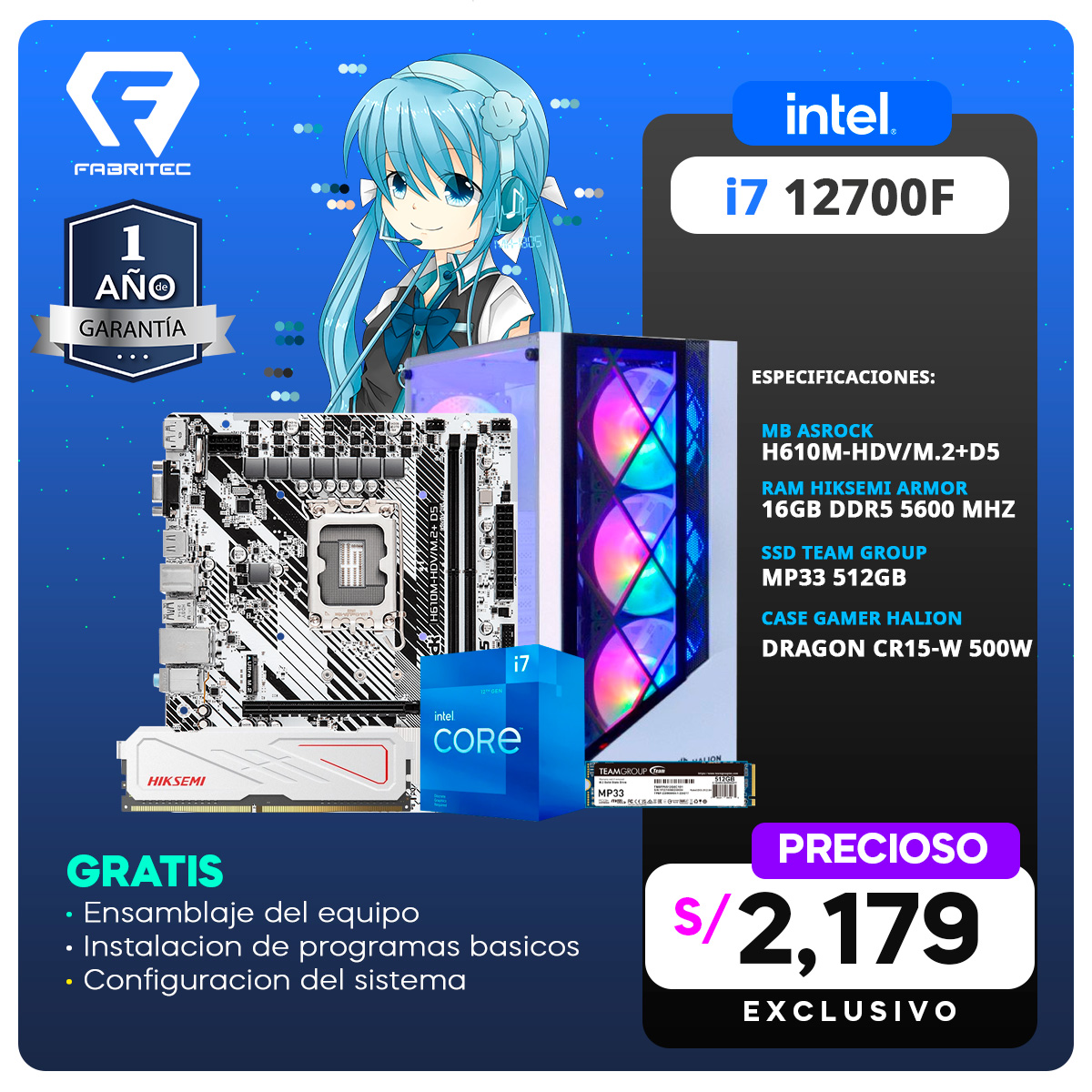 CPU INTEL 7 12700 - PC GAMER 16