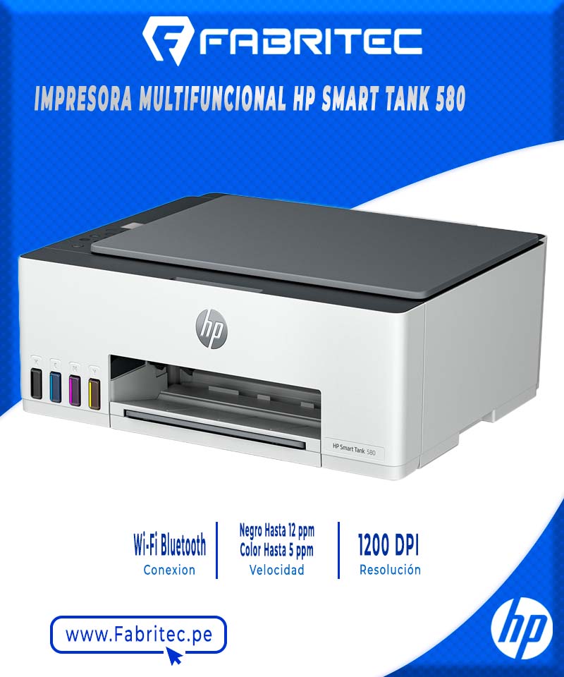 Impresora Multifuncional HP Smart Tank 580 