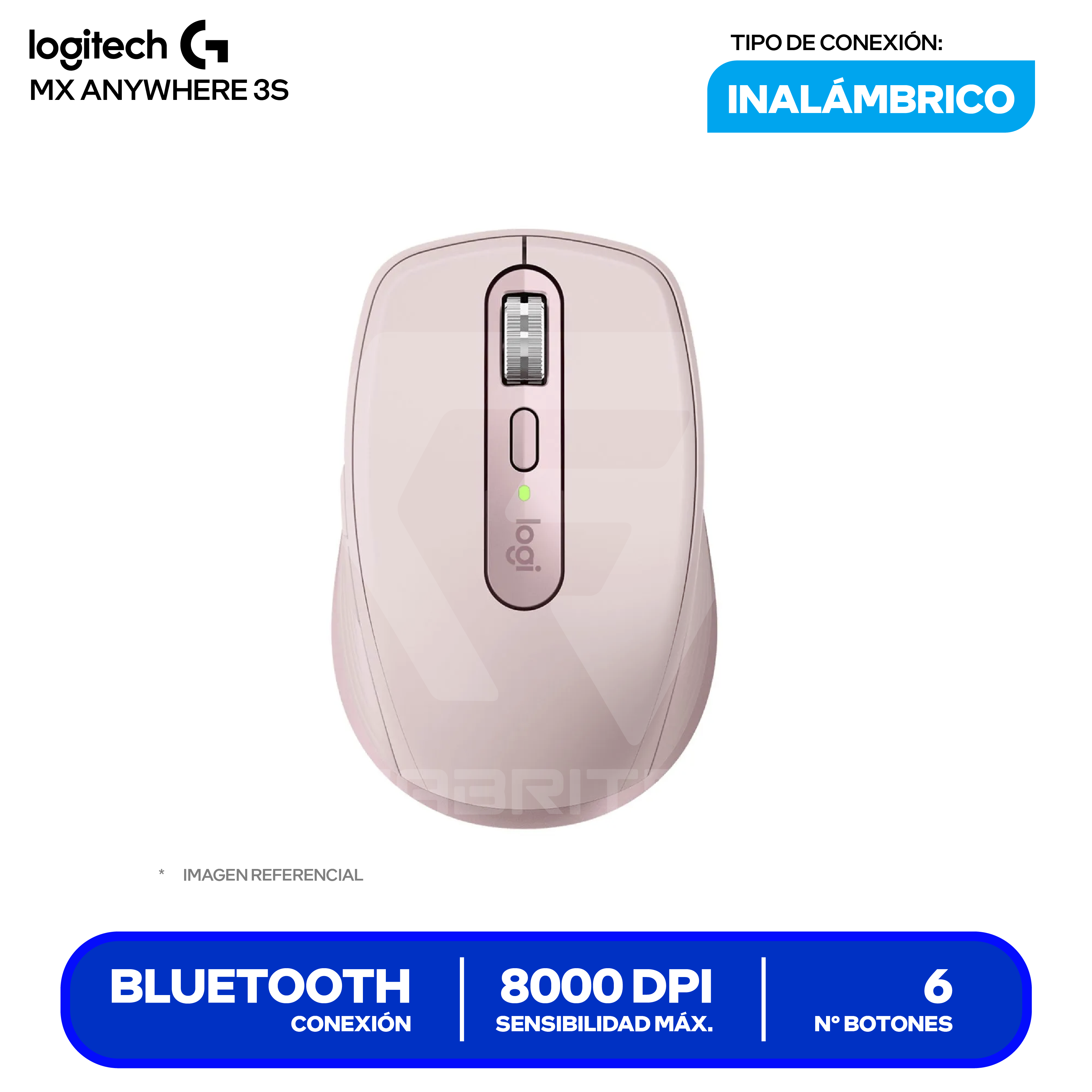 Mouse Inalámbrico Logitech MX Anywhere 3S (910-006934) Rosado, 8000 DPI