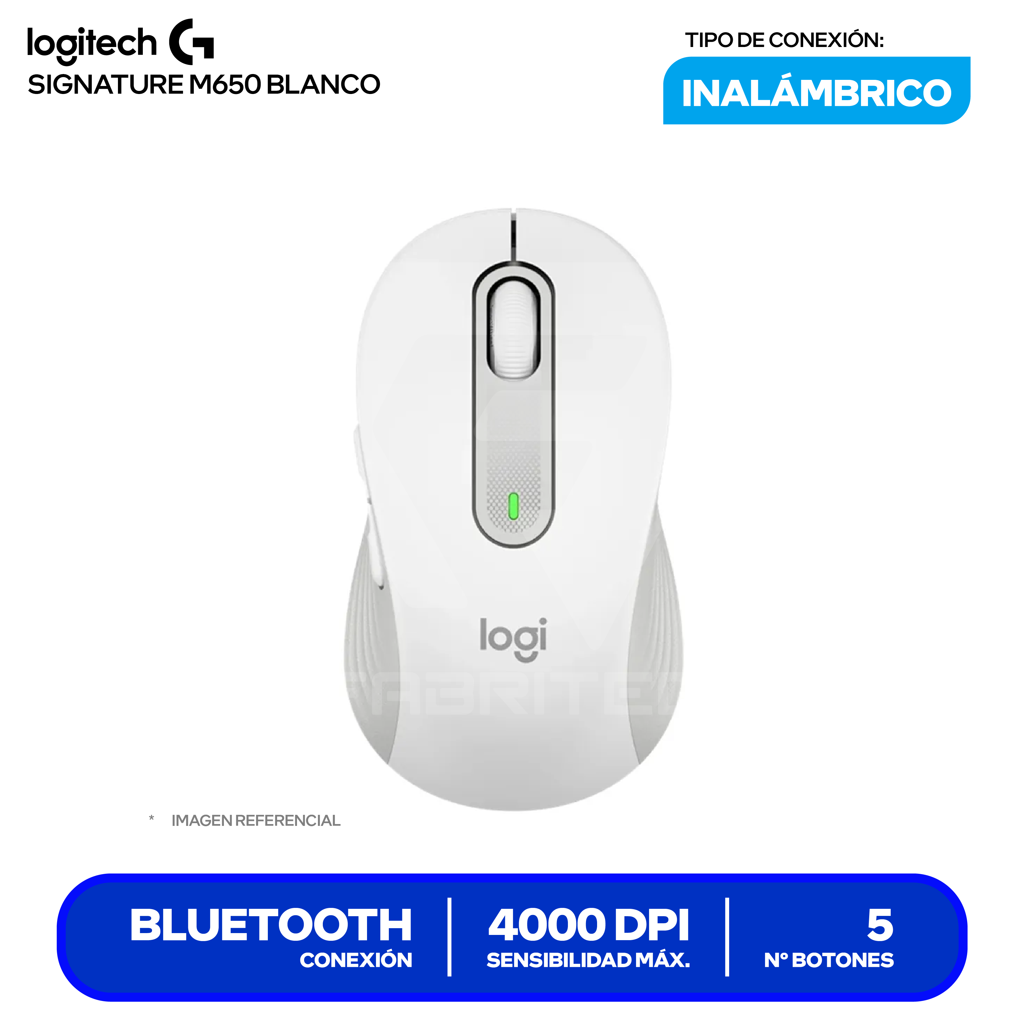 Mouse Bluetooth Logitech Signature M650 ( 910-006252 ) Blanco 4000 DPI
