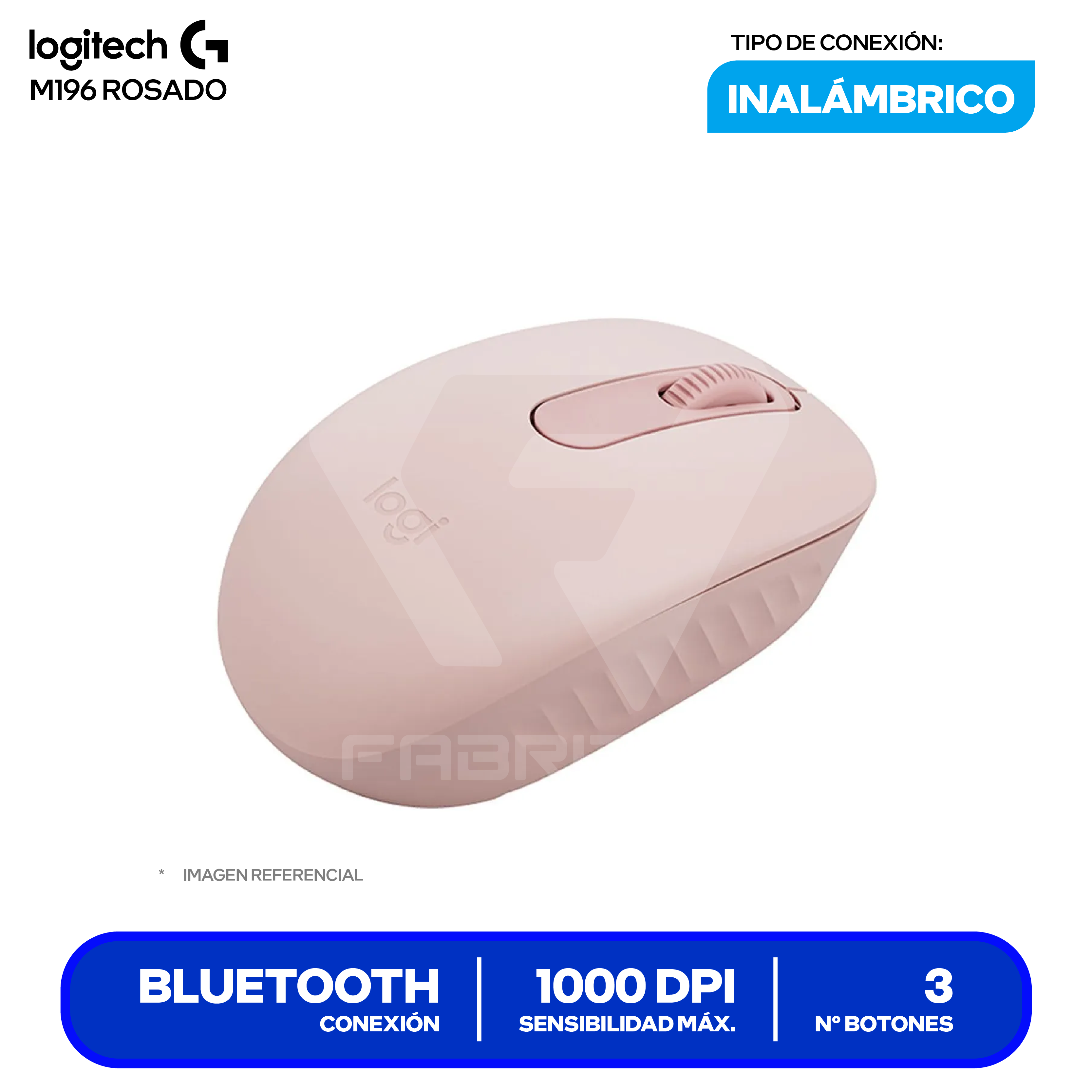 Mouse Inalámbrico Logitech M196 ( 910-007458 ) Rosado 1000 DPI