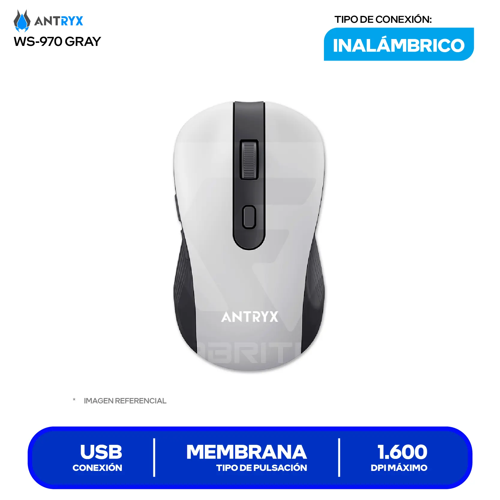 Kit Teclado + Mouse Gamer Antryx WS-970 Gris (ASC-WS970GY) USB, 1600 DPI