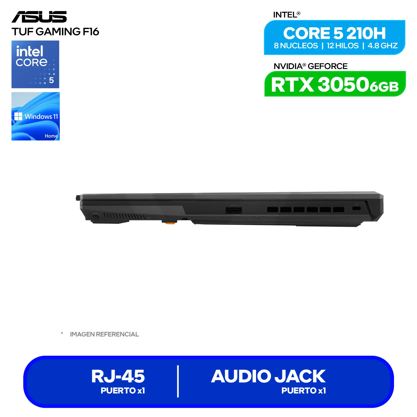 Laptop Asus Tuf Gaming F16 FX607VJB-RL209 (90NR0MZ6-M00B80) Intel Core 5-210H, GeForce RTX 3050 6GB, RAM 8GB, SSD 51GB, 16'' FHD+, FreeDos