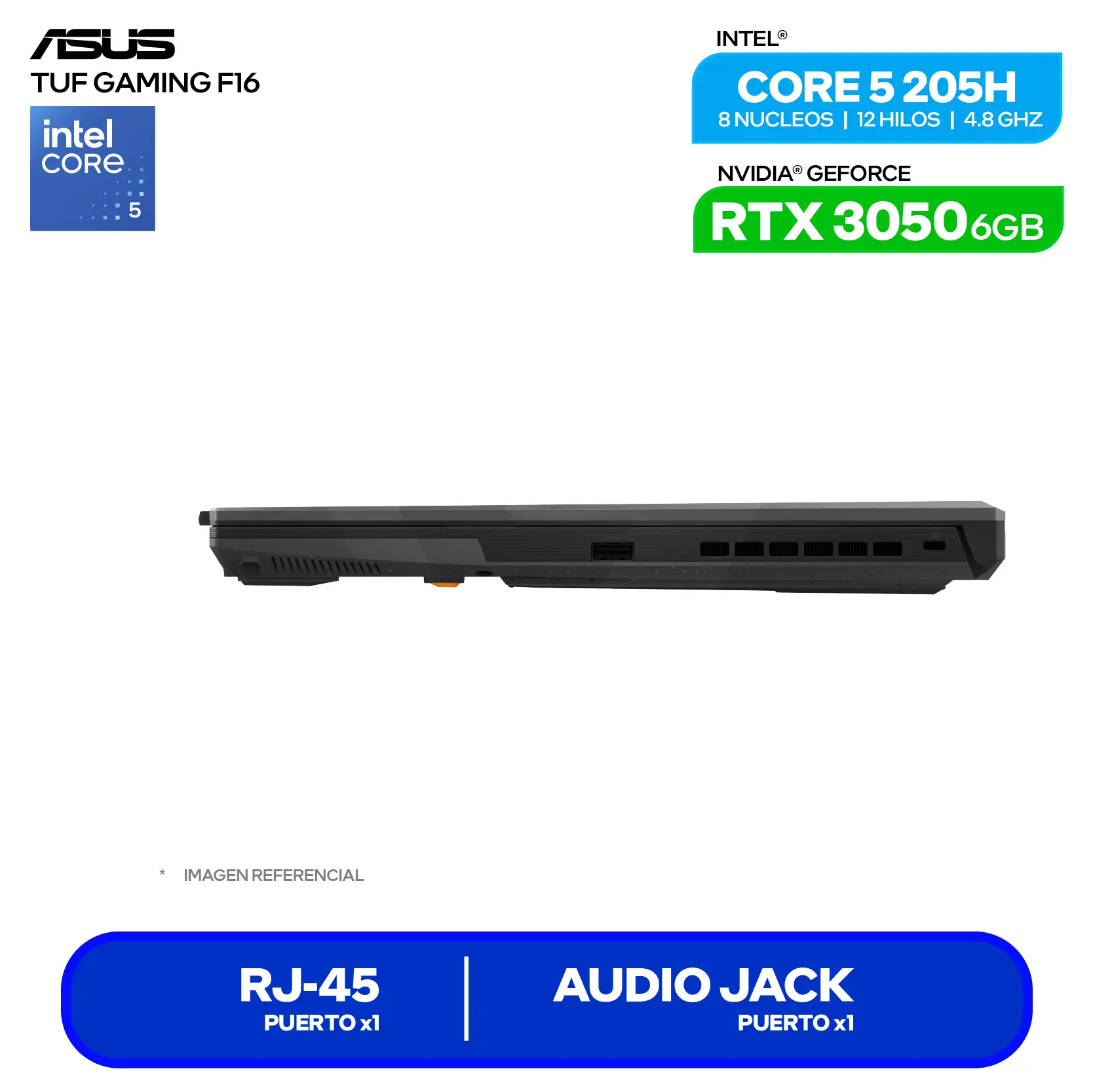 Laptop Asus Tuf Gaming F16 FX607VJR-TU315 (90NR0MZ6-M00K00) Intel Core 5 205H, GeForce RTX 3050 6GB, RAM 8GB, SSD 512GB, 16'' FHD+, FreeDos