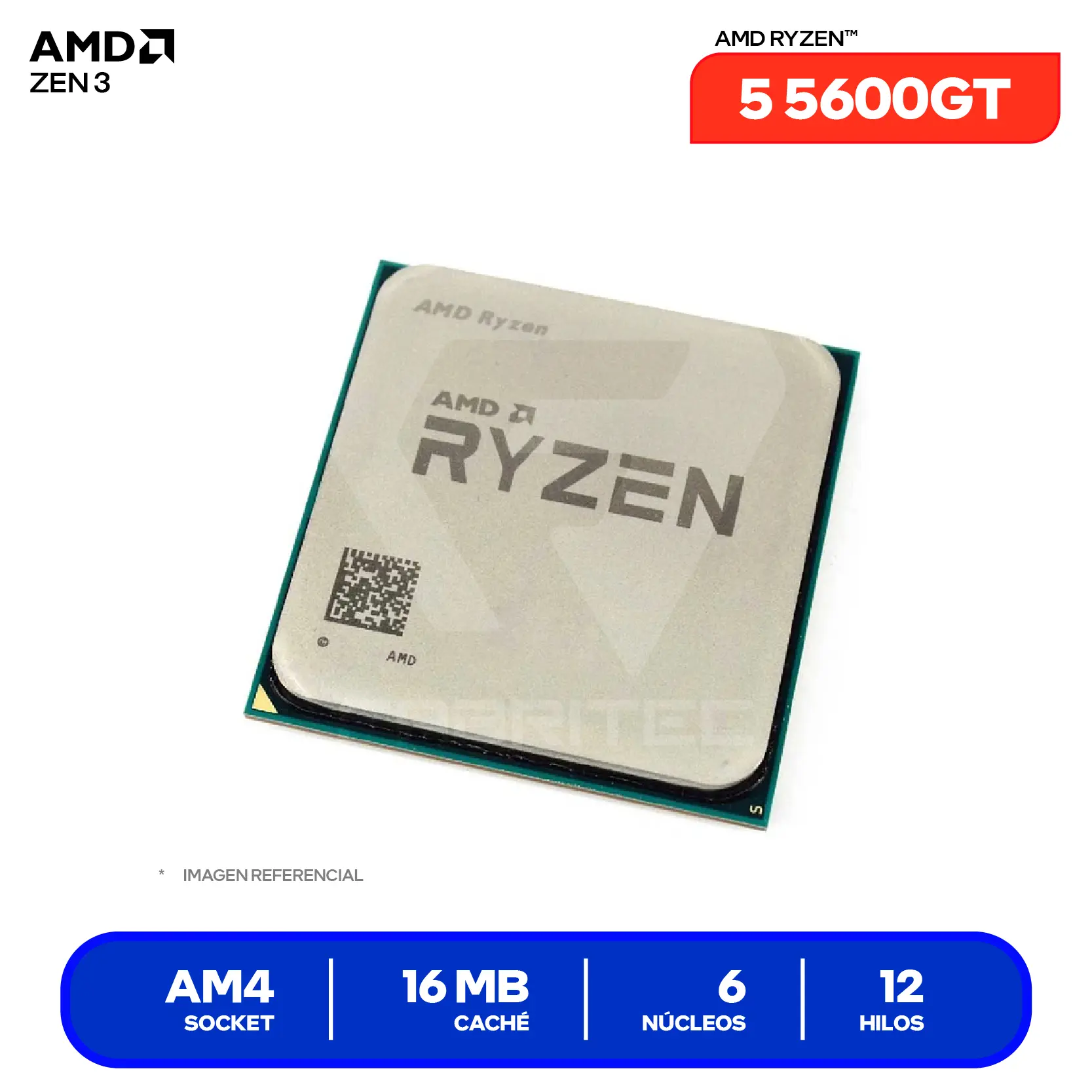 Procesador OEM AMD Ryzen 5 5600GT (100-000001488) 3.60GHz / 4.60GHz, 6 Núcleos, AM4