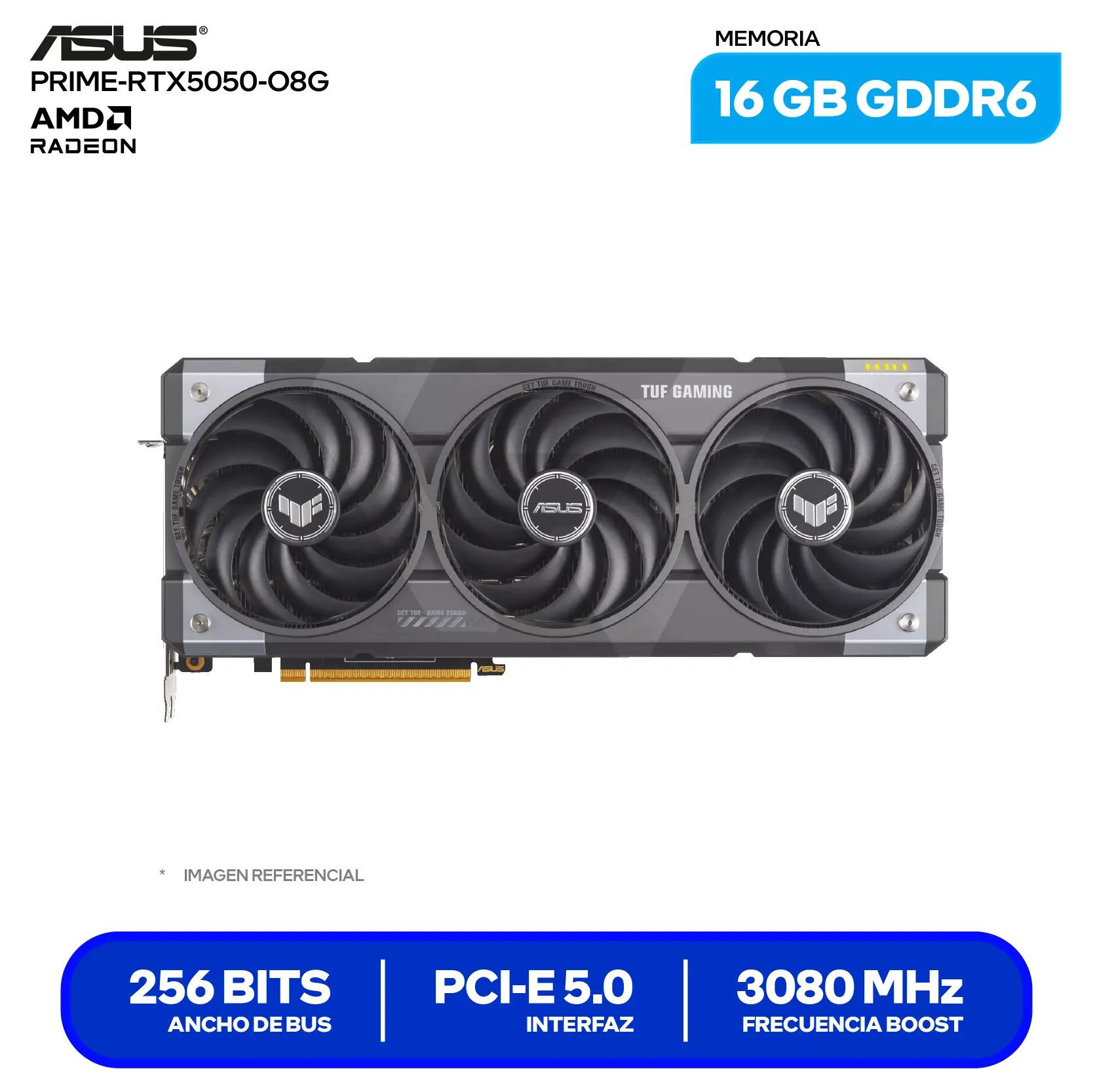 Tarjeta de video Asus TUF Gaming Radeon RX 9070 XT OC 16GB (TUF-RX9070XT-O16G-GAMING) GDDR6, 3x DisplayPort 2.1, 1x HDMI 2.1