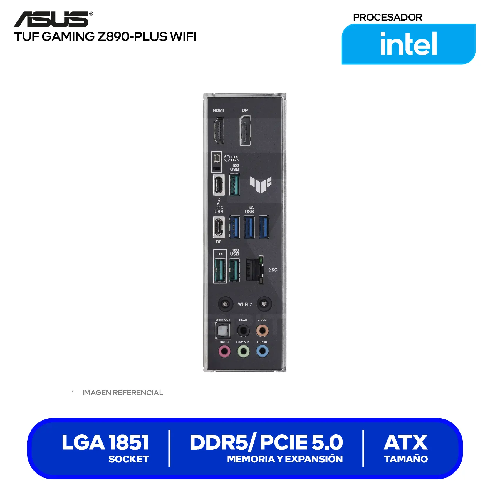 Placa madre Asus TUF Gaming Z890-Plus WiFi ( 90MB1IQ0-M0EAY0 ) LGA1851, DDR5, ATX, Wi-Fi 7