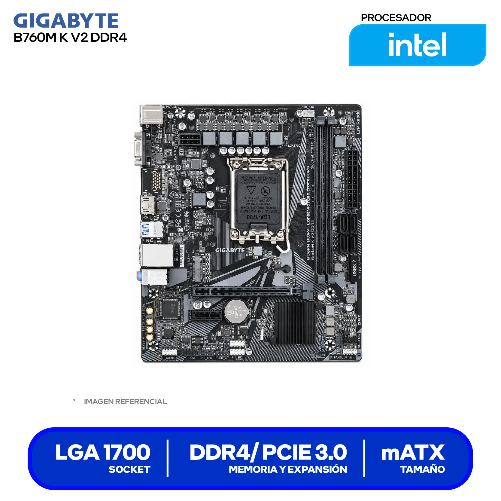 Placa madre Gigabyte B760M K V2 (9MB76MK24-00-G10) LGA1700, DDR4, mATX