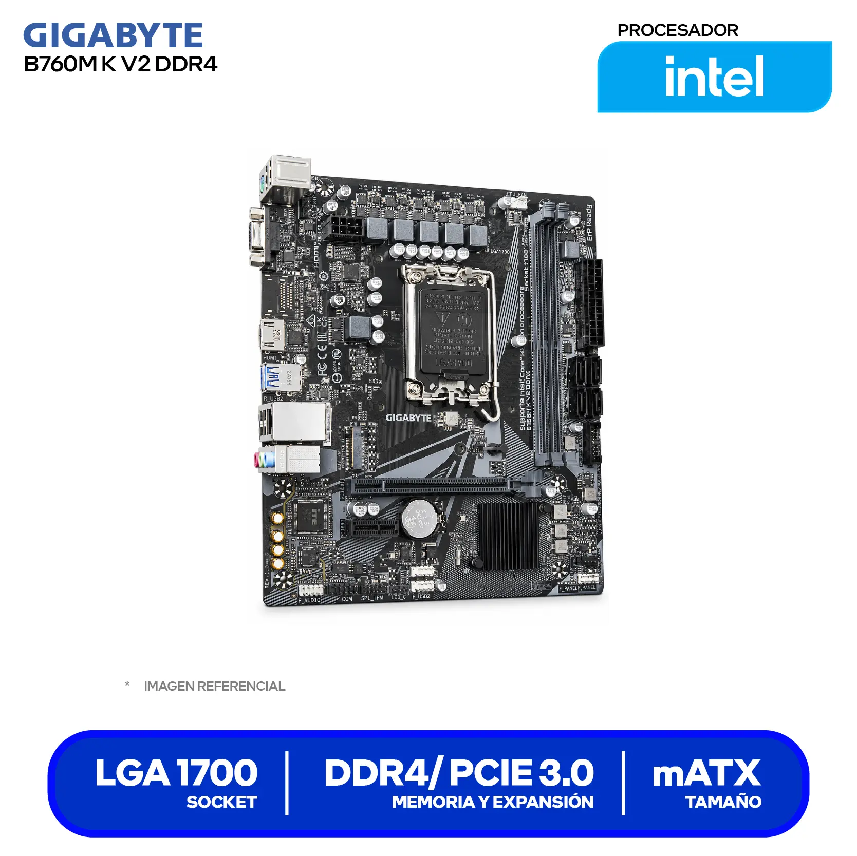 Placa madre Gigabyte B760M K V2 (9MB76MK24-00-G10) LGA1700, DDR4, mATX