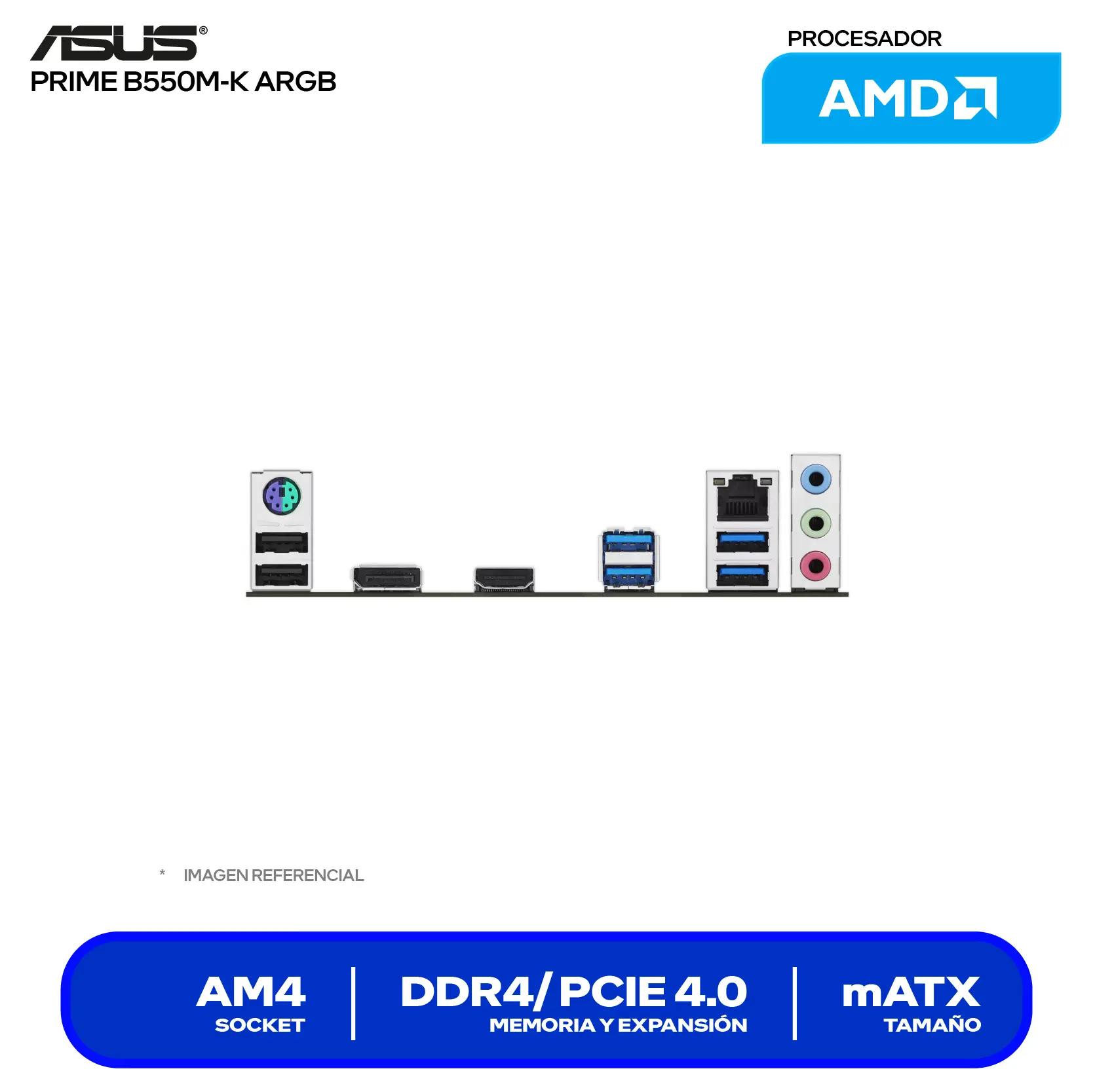 Placa Madre Asus Prime B550M-K ARGB (90MB1GC0-M0EAY0) AM4, DDR4, mTX