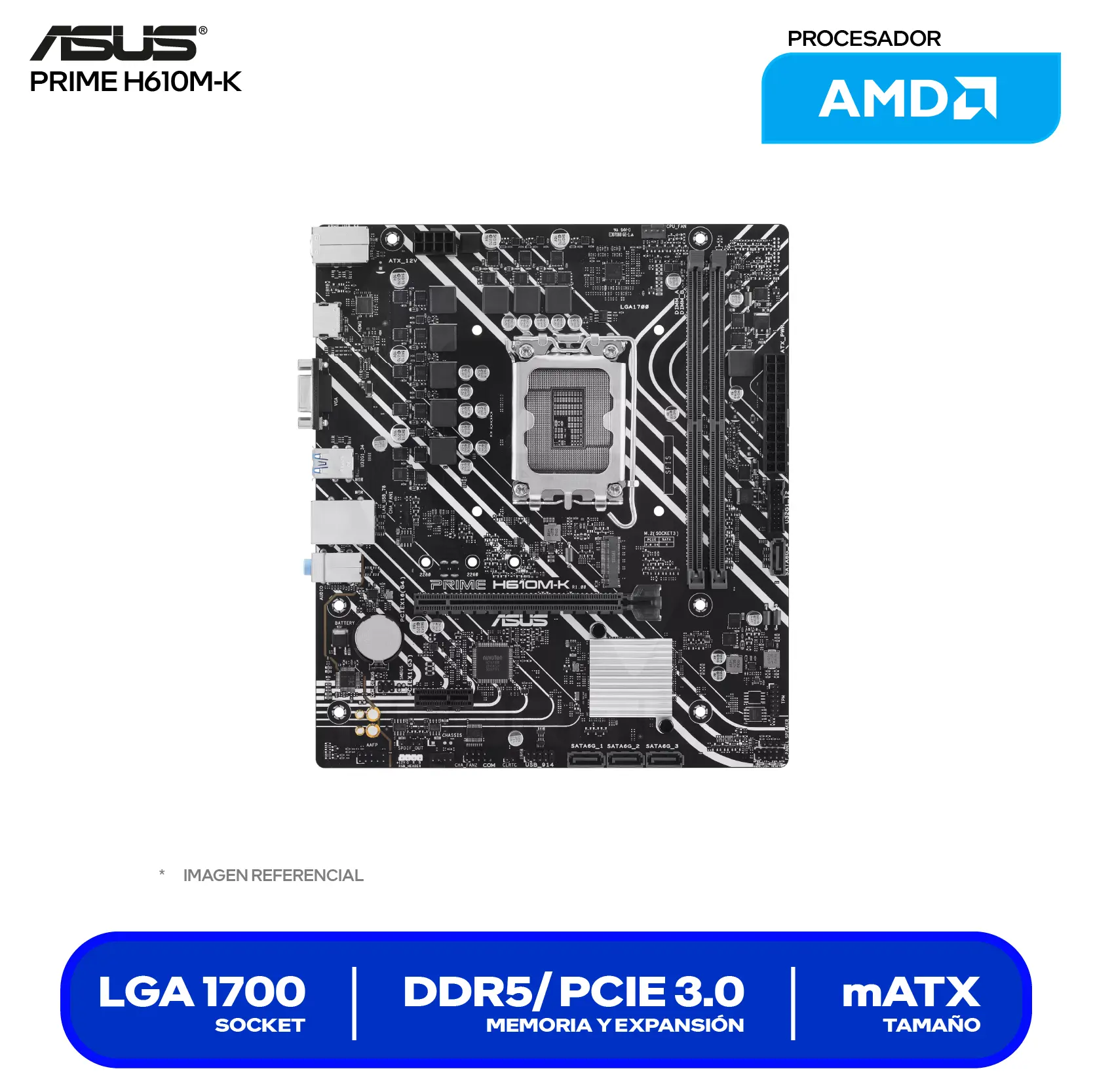 Placa Madre Asus Prime H610M-K D5 (90MB1GA0-M0EAY0) LGA1700, DDR5, mATX