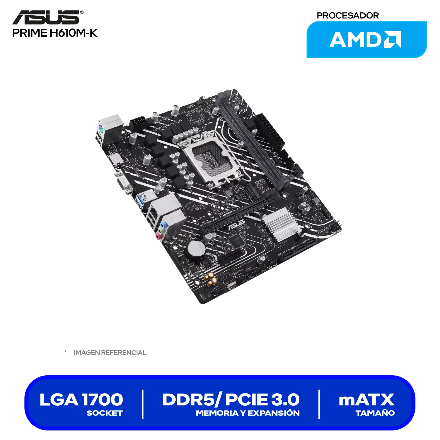 Placa Madre Asus Prime H610M-K D5 (90MB1GA0-M0EAY0) LGA1700, DDR5, mATX
