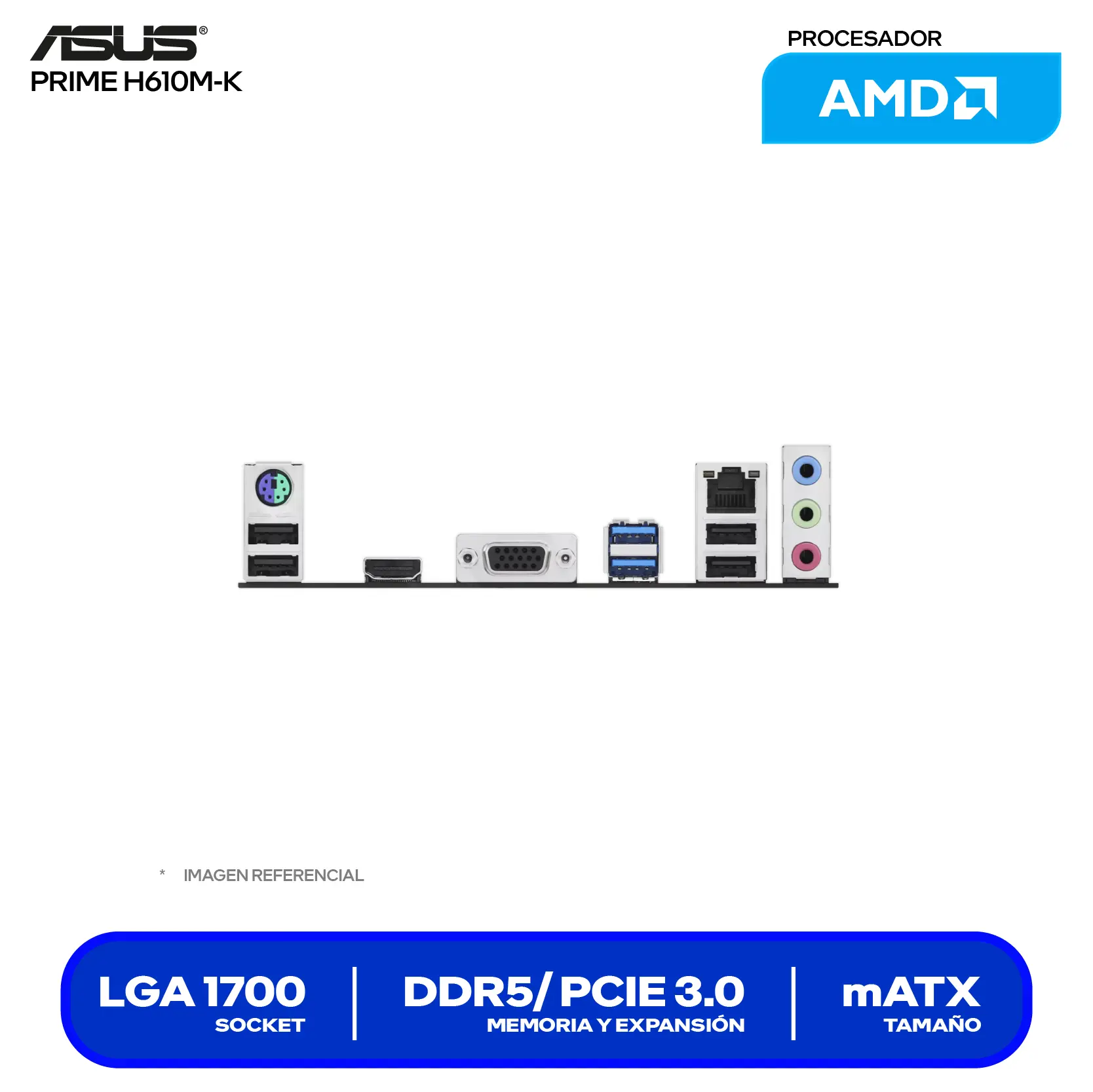 Placa Madre Asus Prime H610M-K D5 (90MB1GA0-M0EAY0) LGA1700, DDR5, mATX