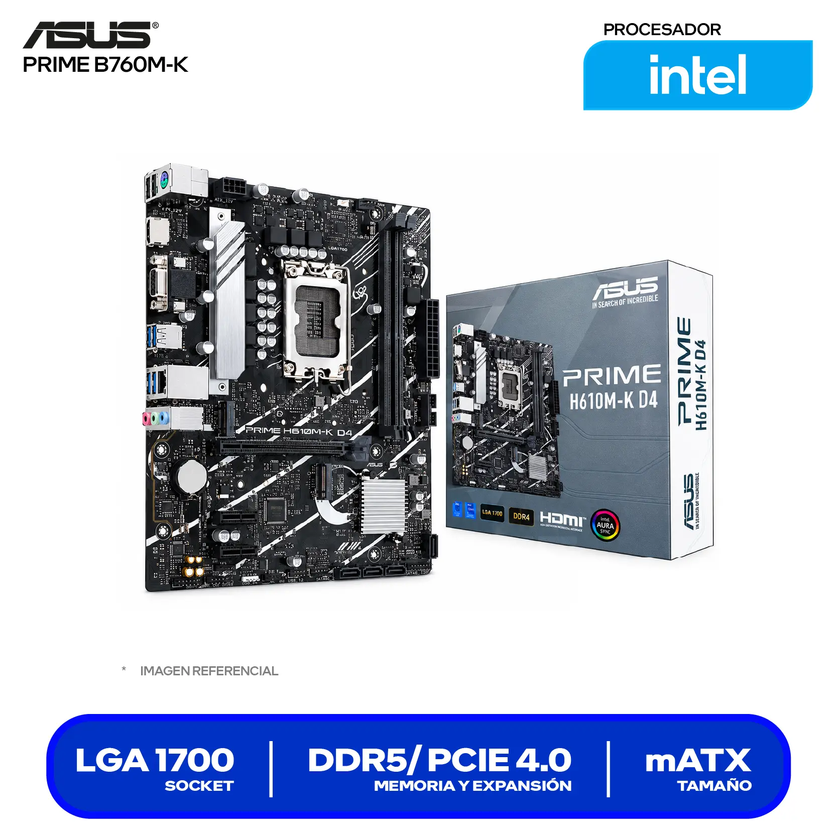 Placa Madre Asus Prime B760M-K D4 (90MB1FI0-M1EAY0) LGA1700, DDR4, mATX