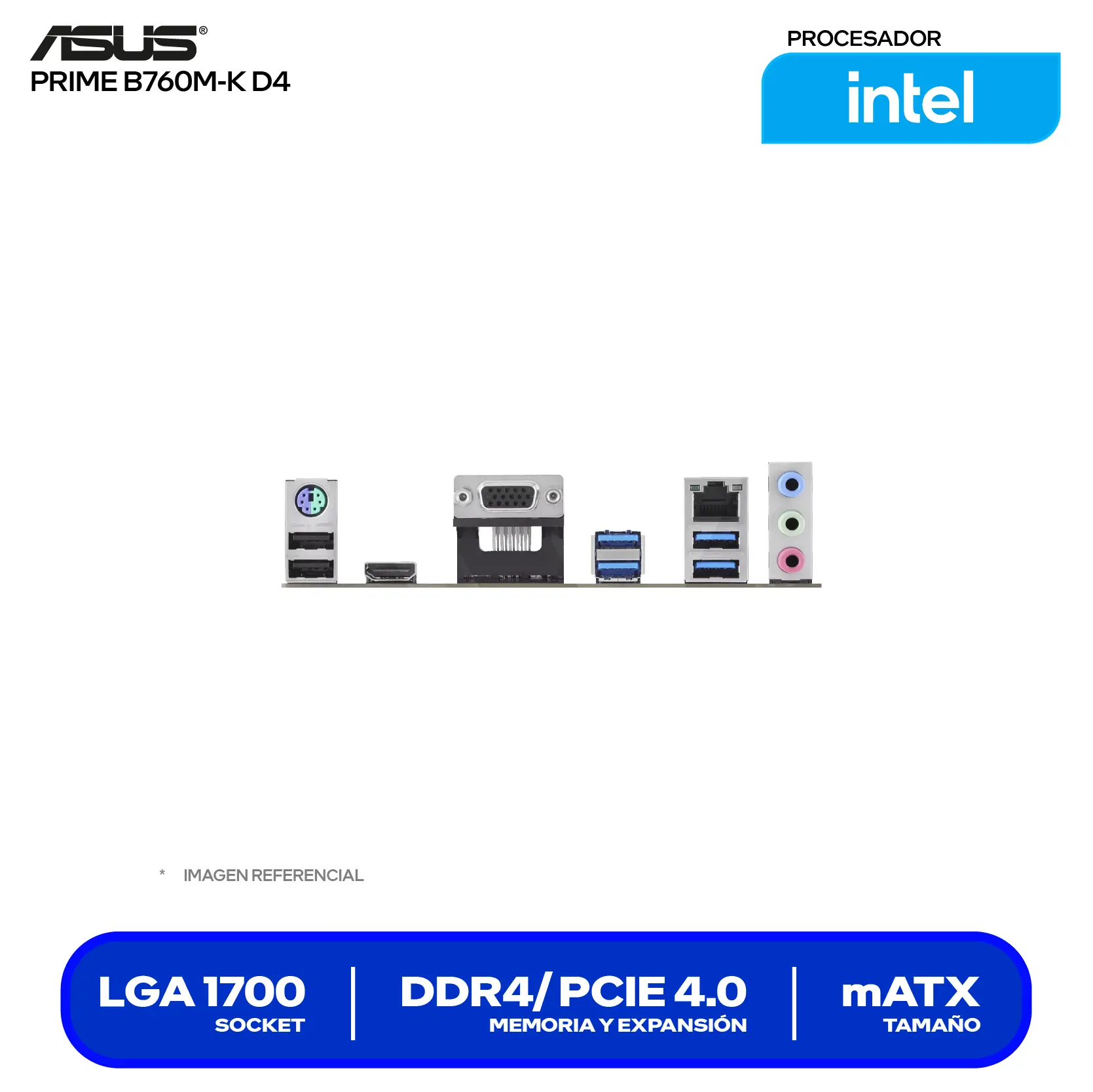 Placa Madre Asus Prime B760M-K D4 (90MB1DS0-M1EAY0) LGA1700, DDR4, mATX
