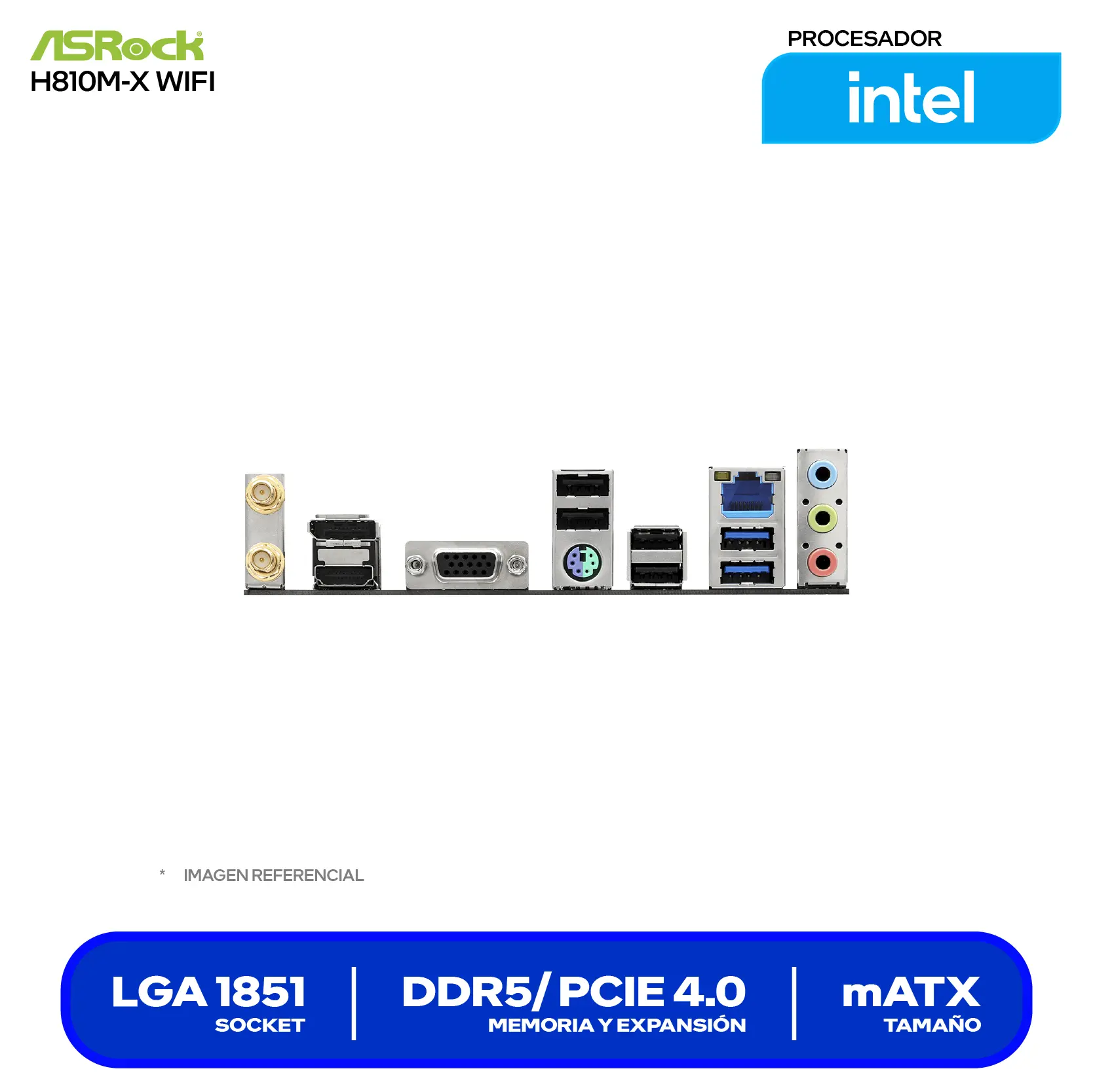 Placa Madre ASRock H810M-X WIFI (90-MXBS60-A0UAYAZ) LGA1851, DDR5, mTX