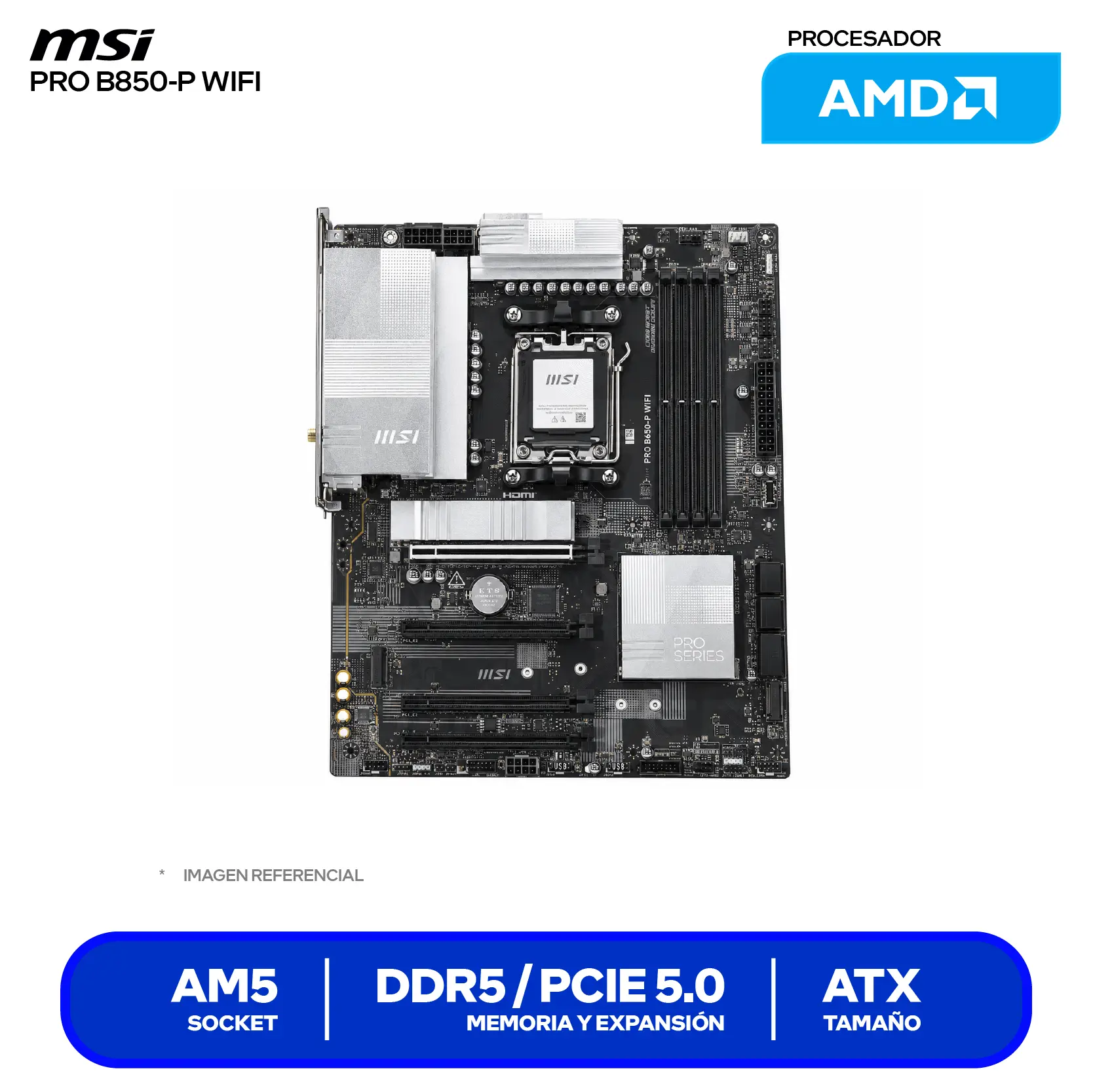 Placa Madre MSI PRO B850-P WIFI (PRO B850-P WIFI) AM5, DDR5, ATX, Wi-Fi 7