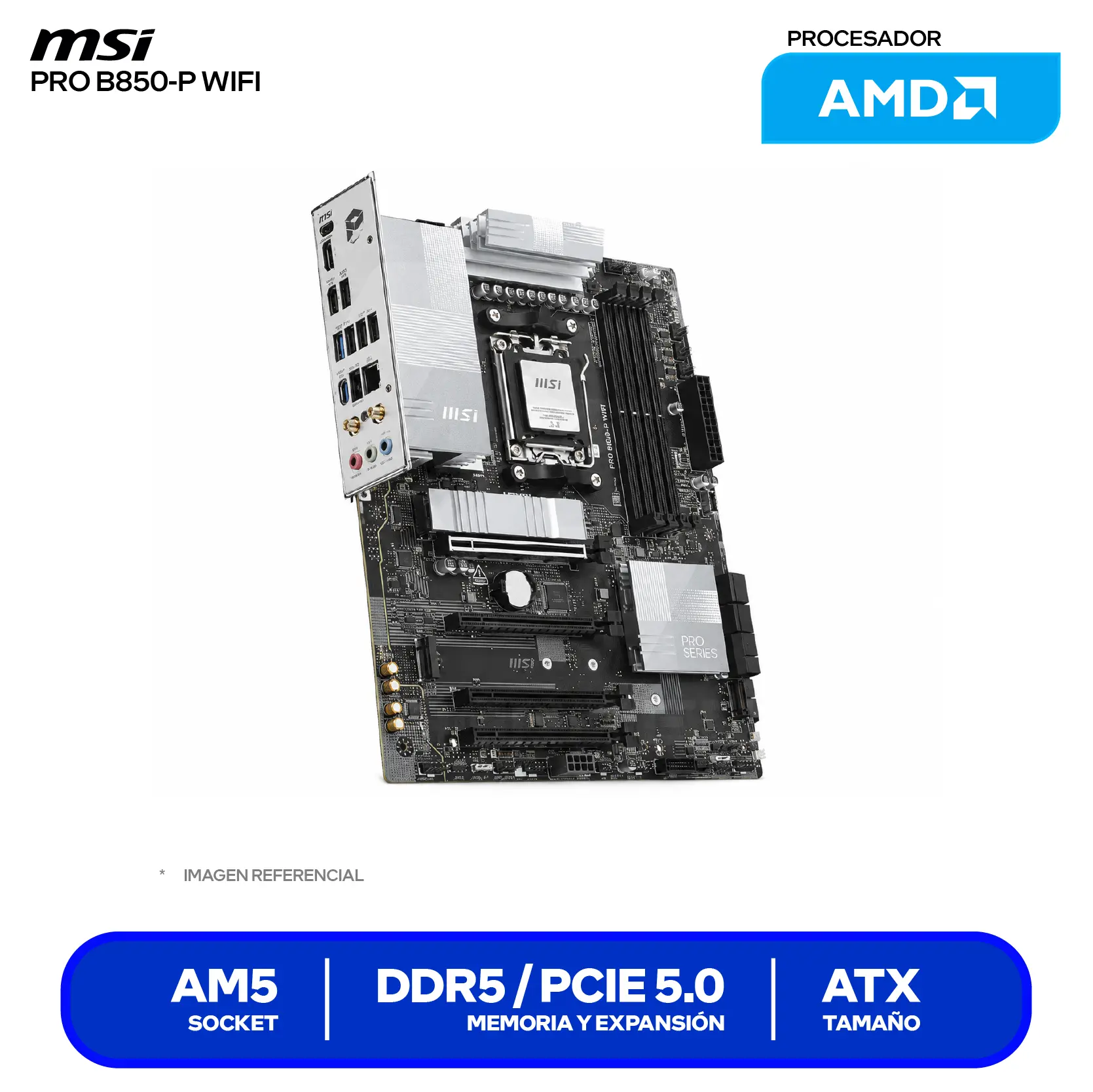 Placa Madre MSI PRO B850-P WIFI (PRO B850-P WIFI) AM5, DDR5, ATX, Wi-Fi 7