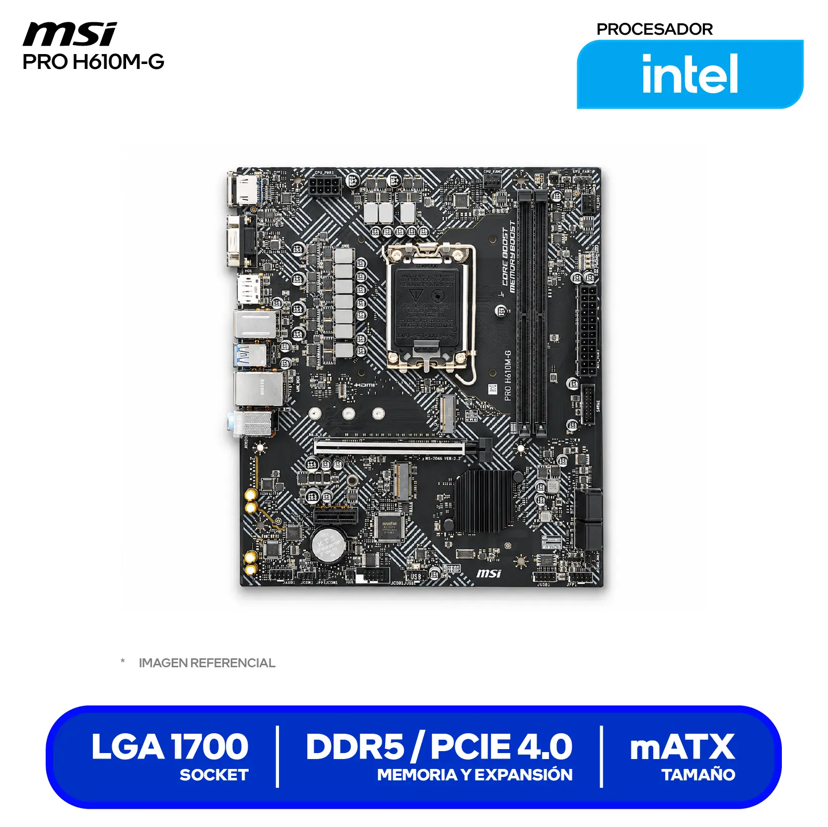 Placa Madre MSI PRO H610M-G (PRO H610M-G DRR5) DDR5, LGA1700, mATX