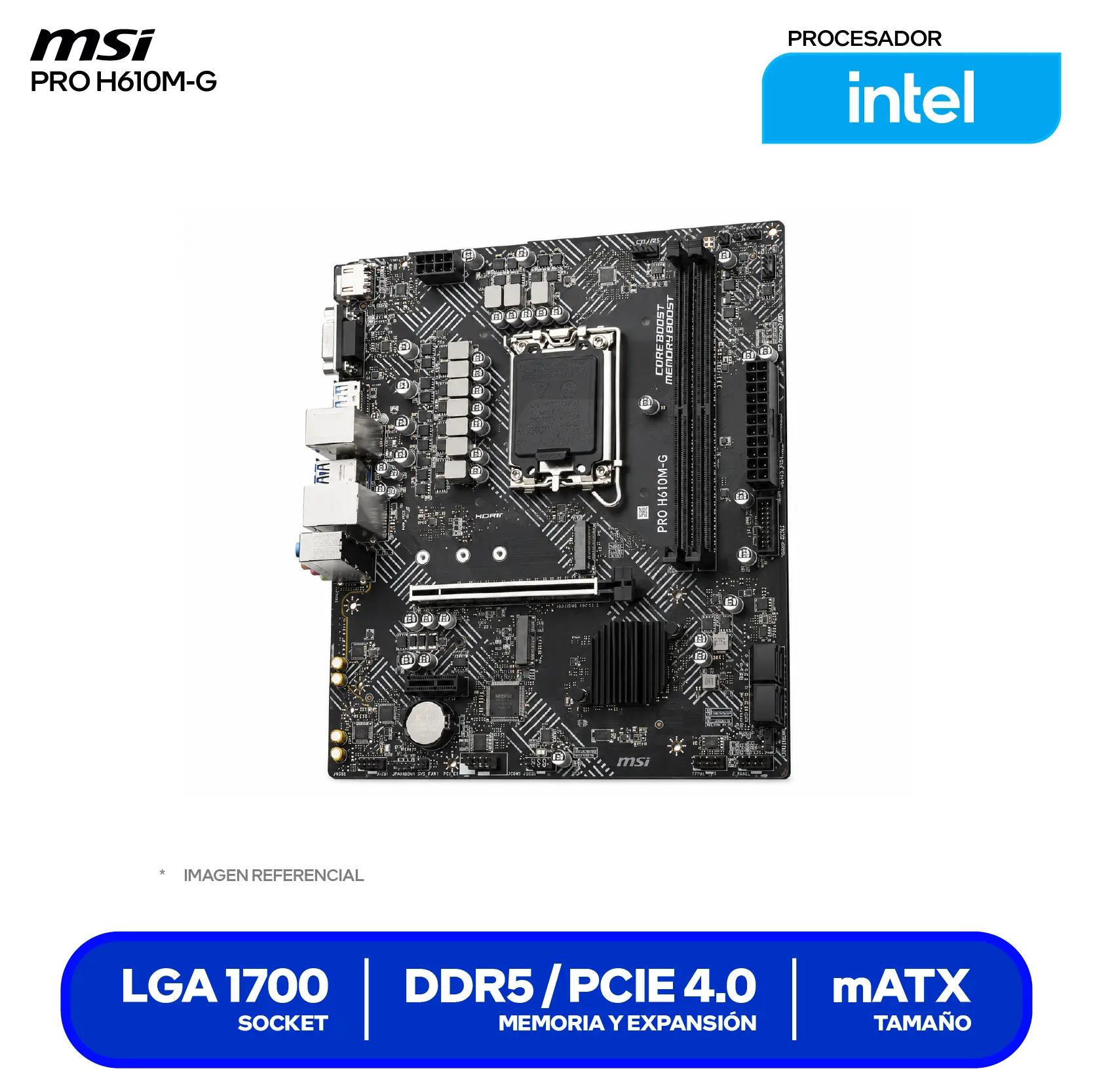 Placa Madre MSI PRO H610M-G (PRO H610M-G DRR5) DDR5, LGA1700, mATX