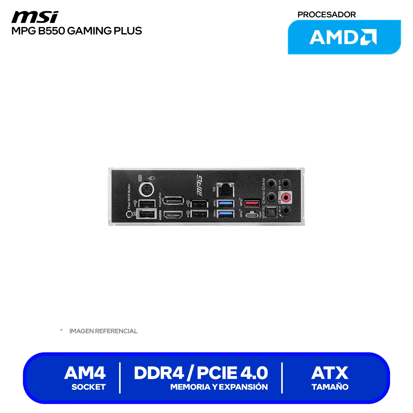 Placa Madre MSI MPG B550 GAMING PLUS (MPG B550 GAMING PLUS) AM4, DDR4, ATX