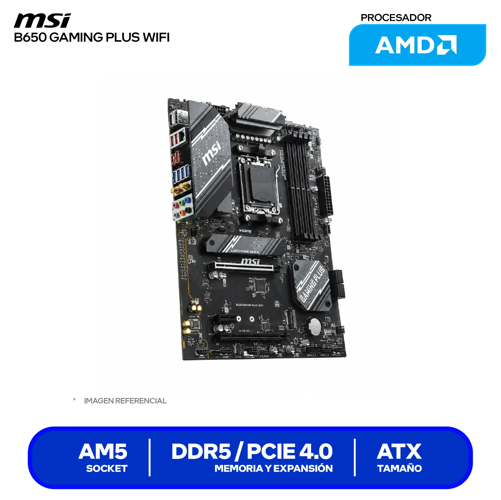 Placa Madre MSI B650 Gaming Plus WiFi (B650 GAMING PLUS WIFI) AM5, DDR5, ATX