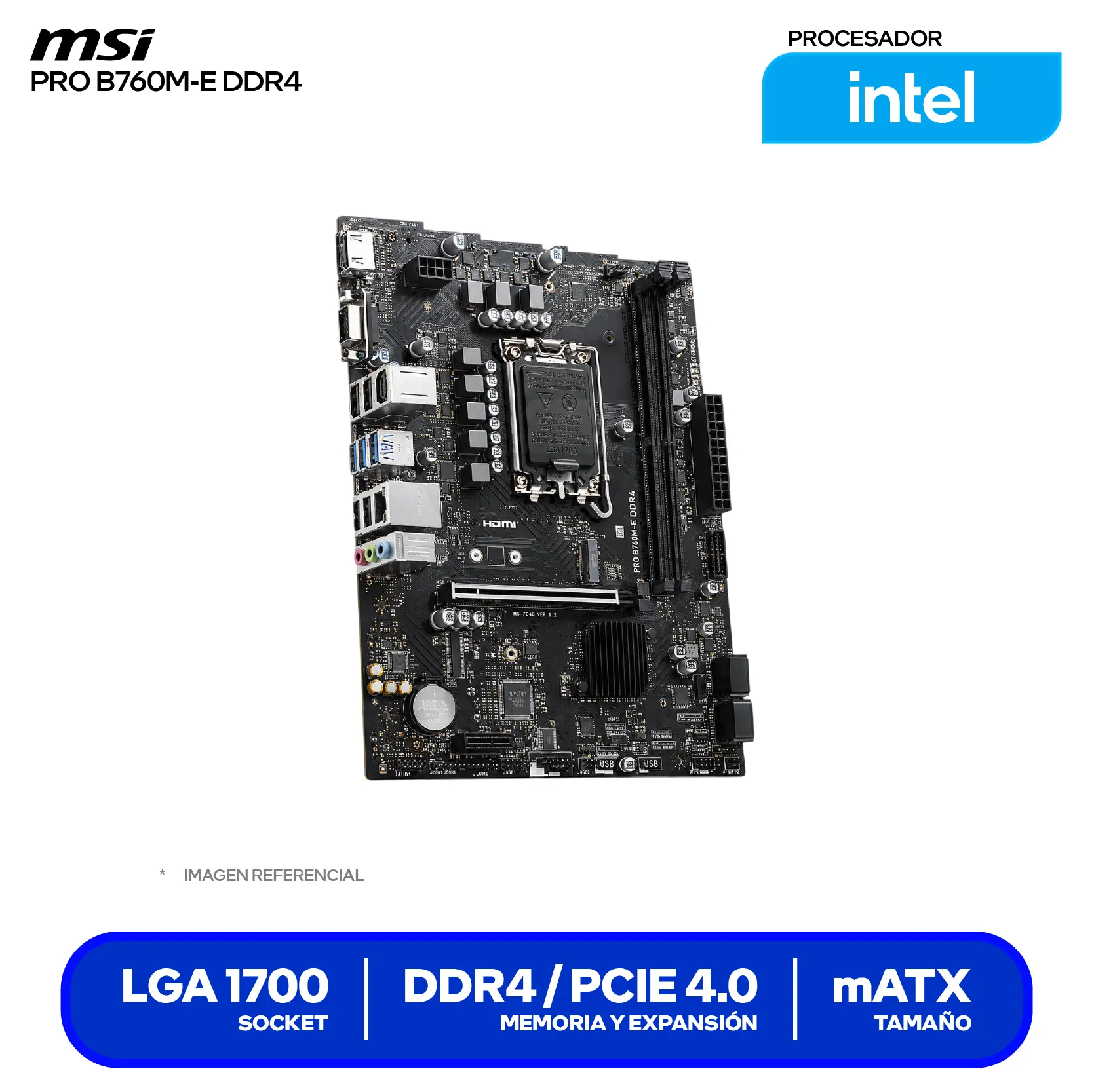 Placa Madre MSI Pro B760M-E DDR4 (PRO B760M-E DDR4) LGA1700, DDR4, mATX