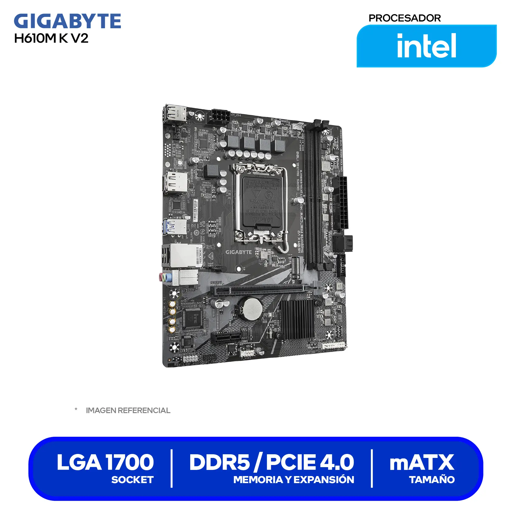 Placa Madre GIGABYTE H610M K V2 D5 (H610M K V2) LGA1700, DDR5, mATX