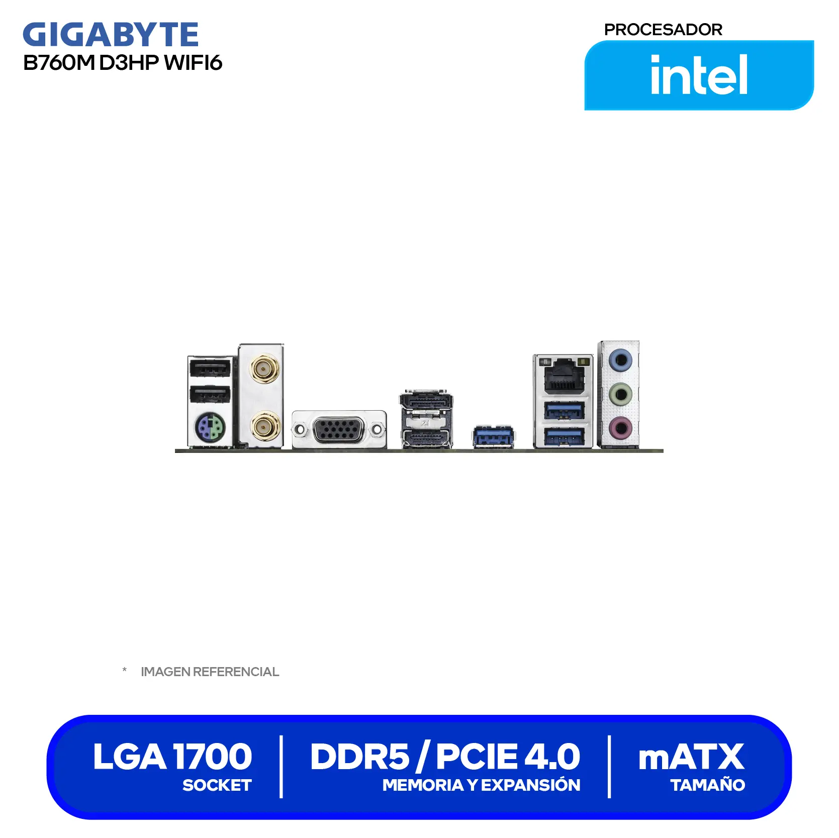 Placa Madre Gigabyte B760M D3HP WIFI6 D5 (B760M D3HP WIFI6) LGA1700, DDR5, mATX, Wi-Fi 6