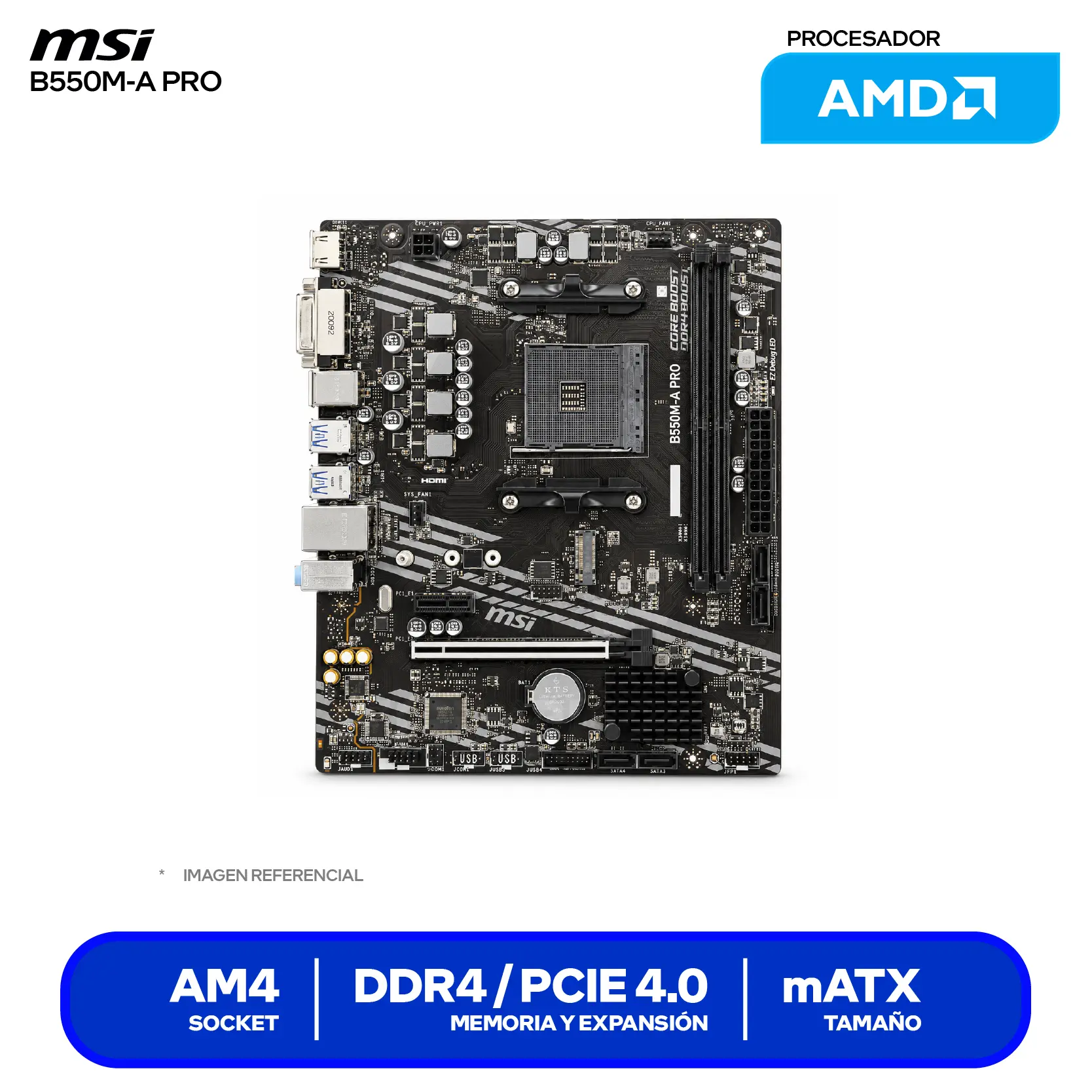 Placa Madre MSI B550M-A PRO (B550M-A PRO)AM4,  DDR4, mATX