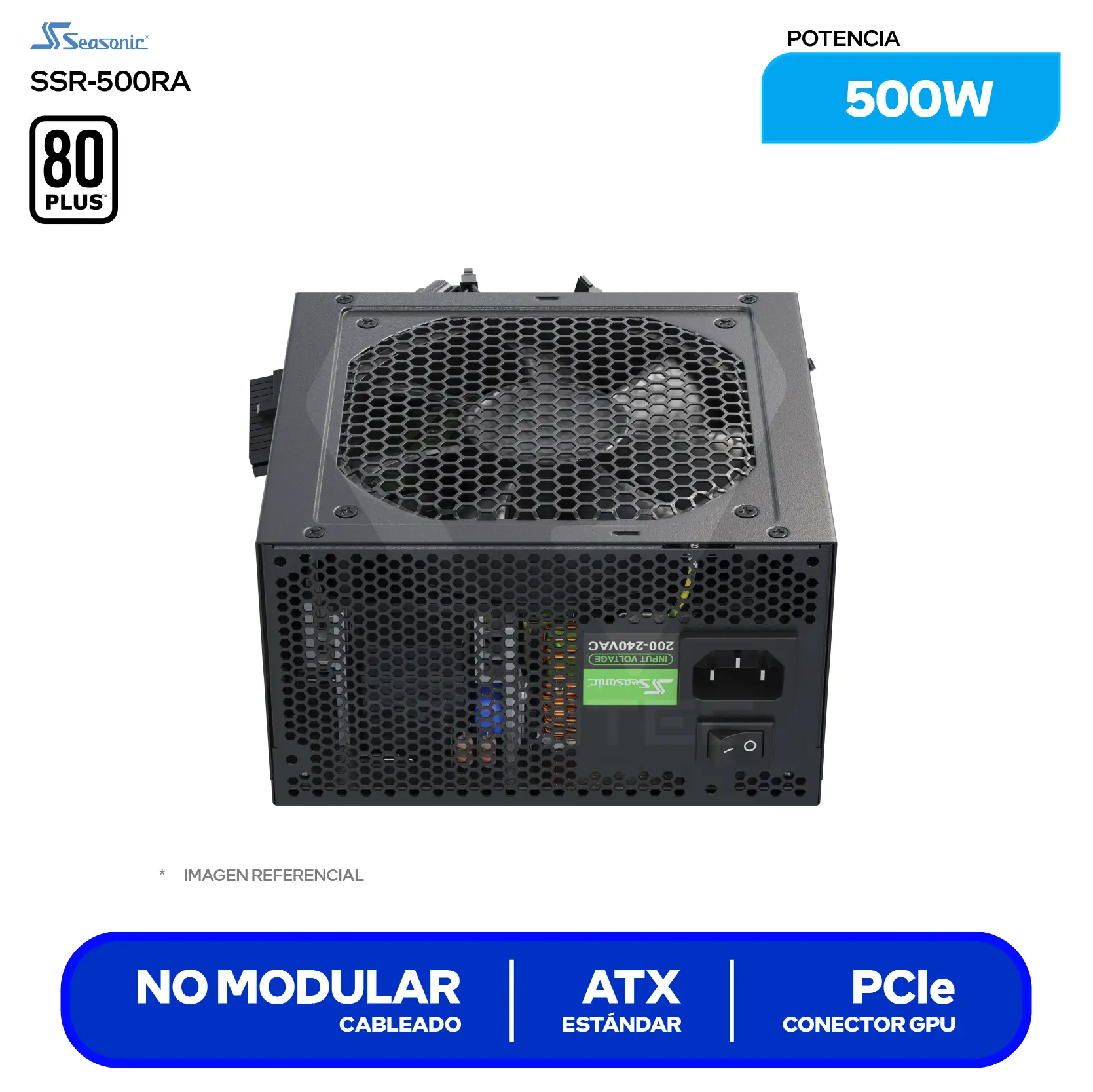 Fuente de Poder Seasonic A12 500W (SSR-500RA) 80 Plus 230V EU, No Modular