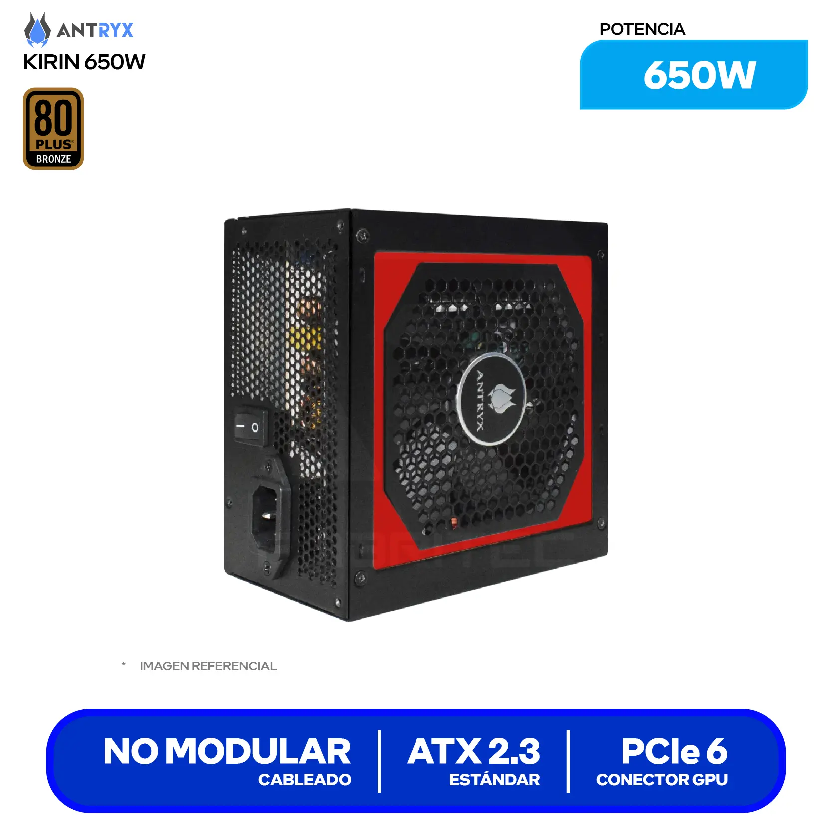 Fuente de Poder Antryx Kirin 650W (AP-KB650) 80 Plus Bronze, No Modular