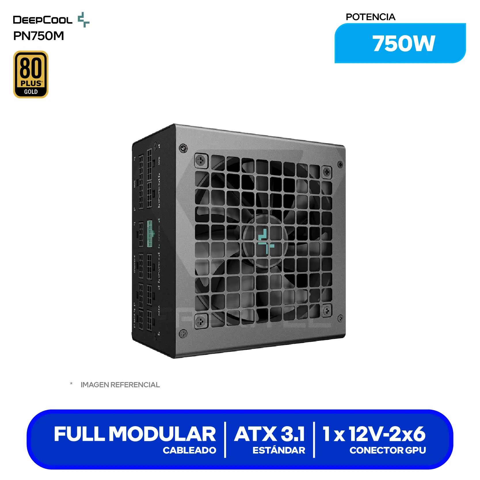 Fuente de Poder DeepCool PN750M 750W (R-PN750M-FC0B-JGUS) 80 Plus Gold, Full Modular