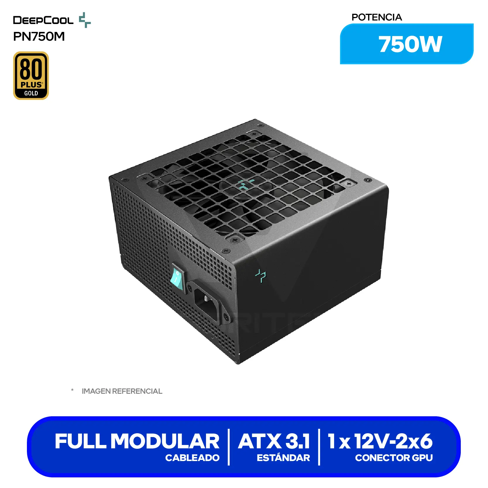 Fuente de Poder DeepCool PN750M 750W (R-PN750M-FC0B-JGUS) 80 Plus Gold, Full Modular