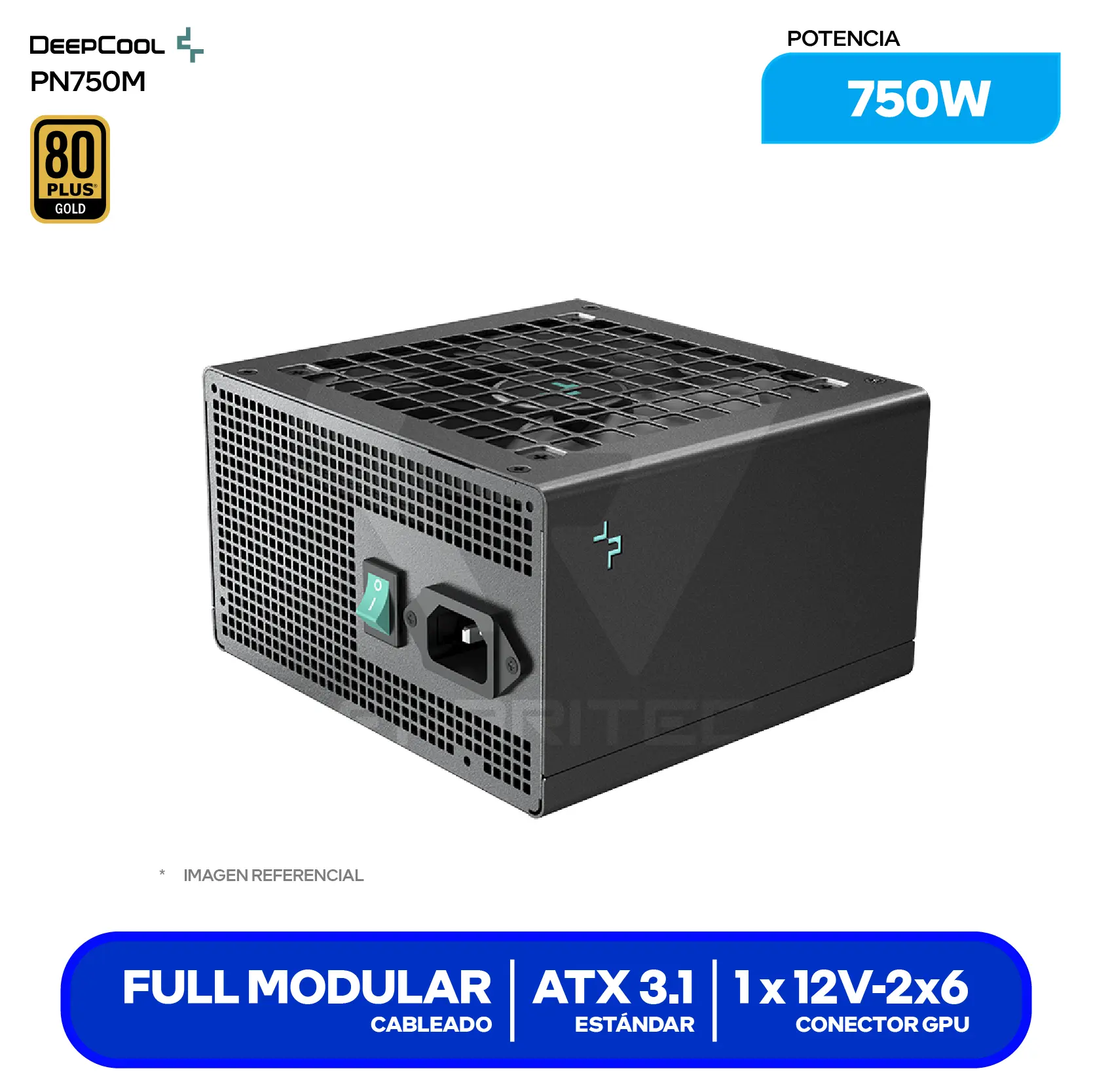 Fuente de Poder DeepCool PN750M 750W (R-PN750M-FC0B-JGUS) 80 Plus Gold, Full Modular