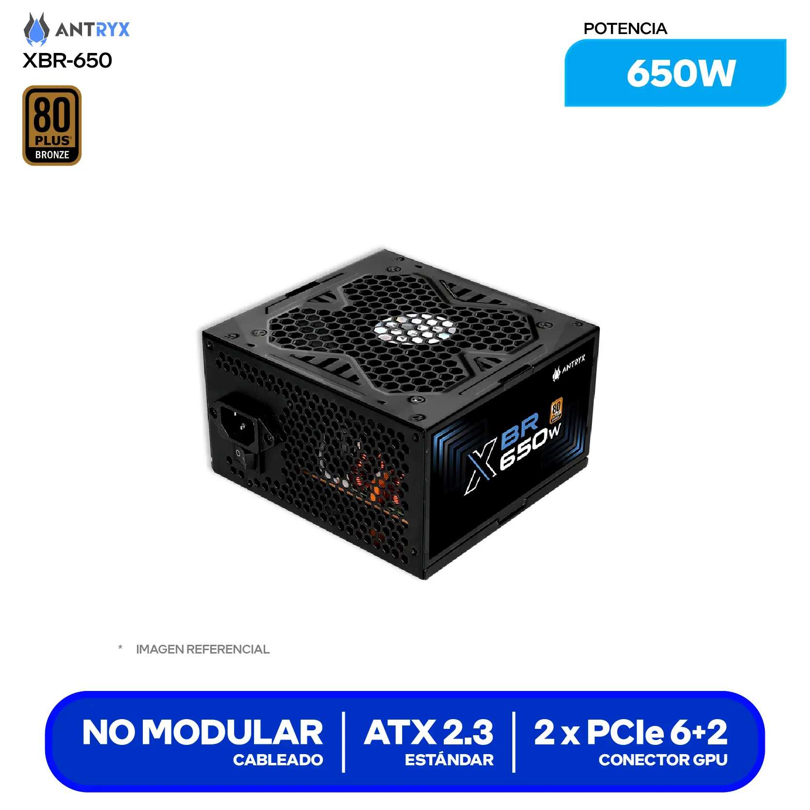 Fuente de Poder Antryx XBR 650W (FP650K) 80 Plus Bronze, No Modular