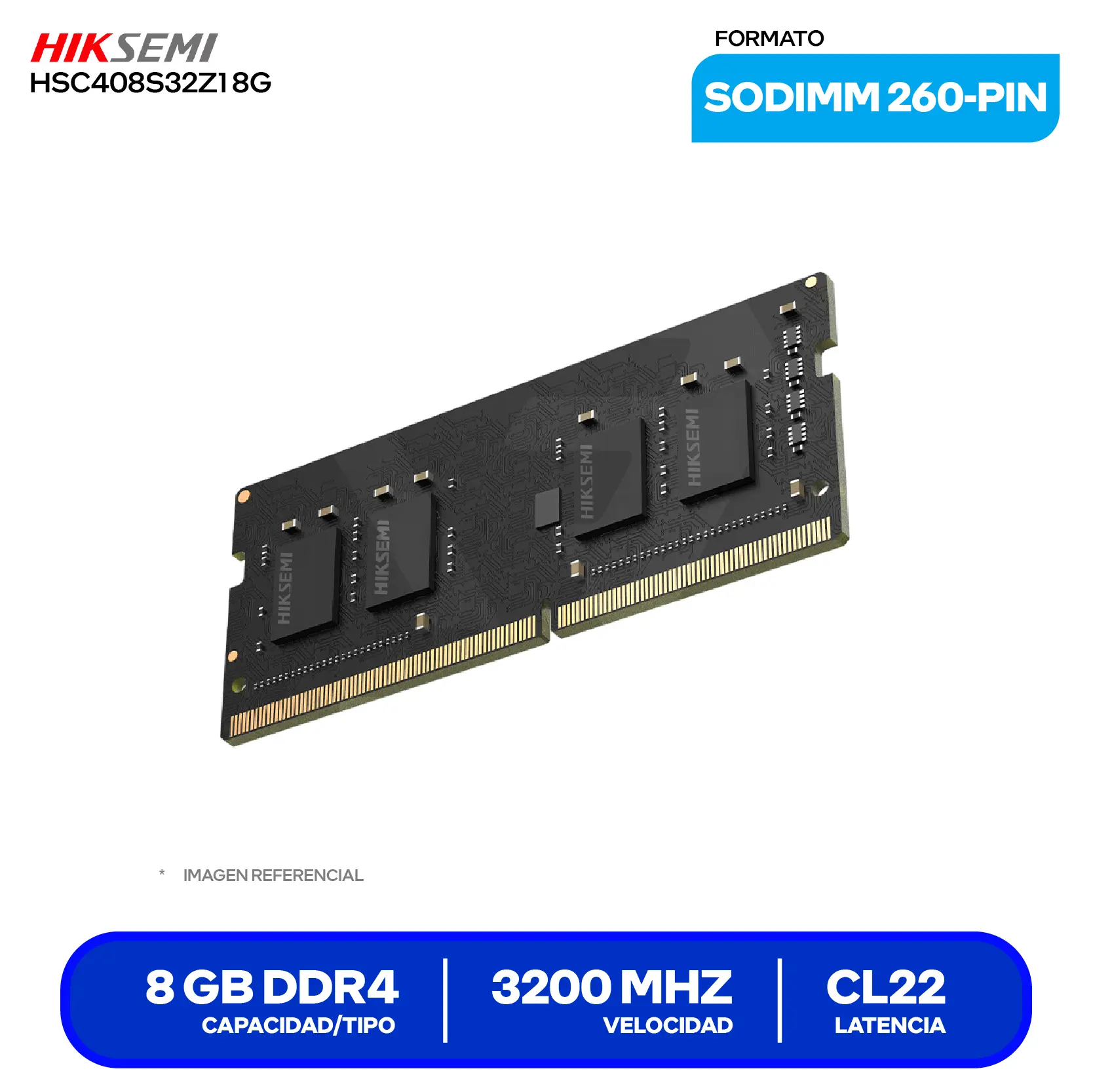 Memoria SO-DIMM Hiksemi Hiker (HSC408S32Z1 8G) 8GB, DDR4, 3200 MHz