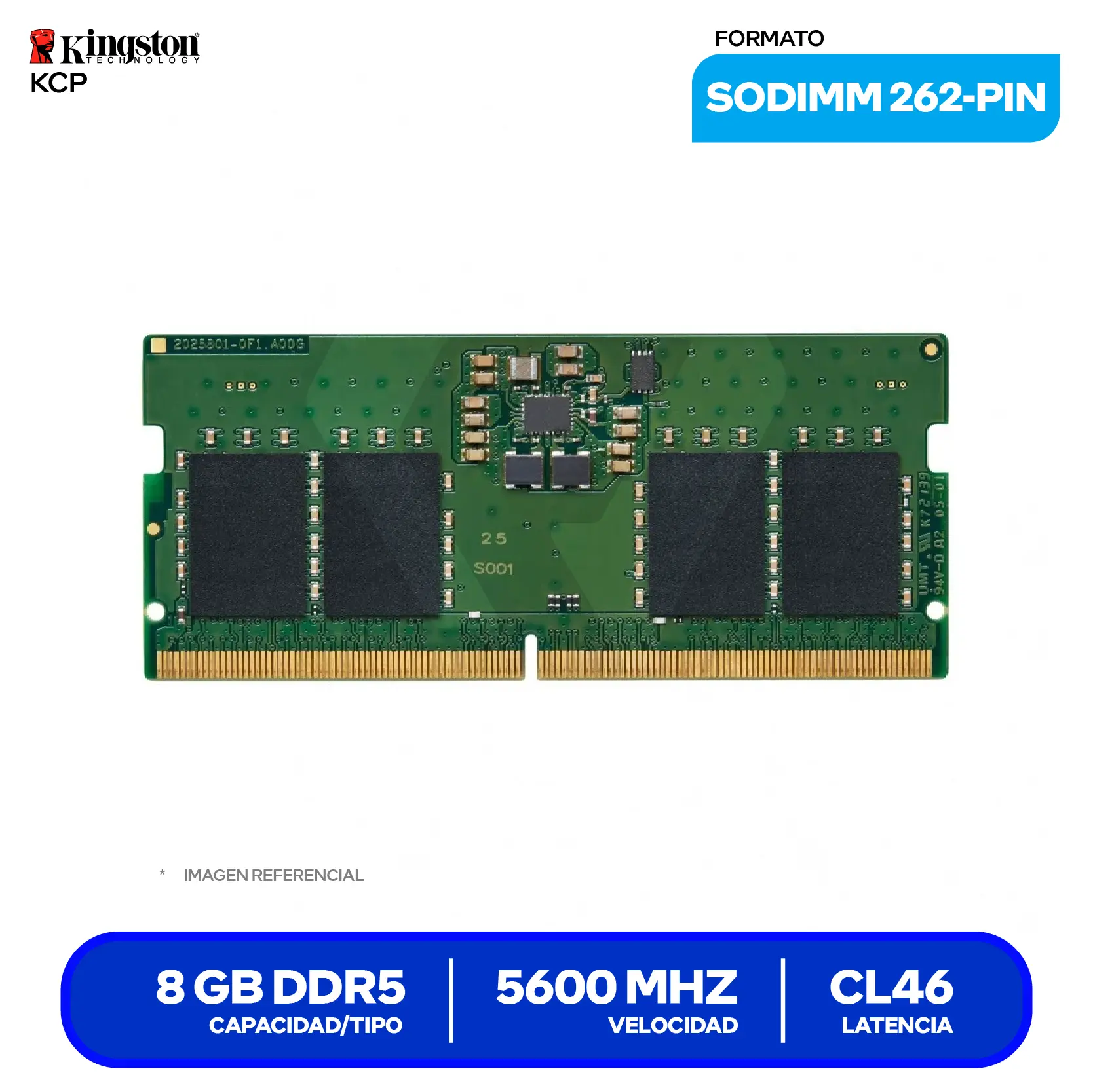 Memoria SO-DIMM Kingston ValueRAM (KVR56S46BS6-8) 8GB, DDR5, 5600 MHz