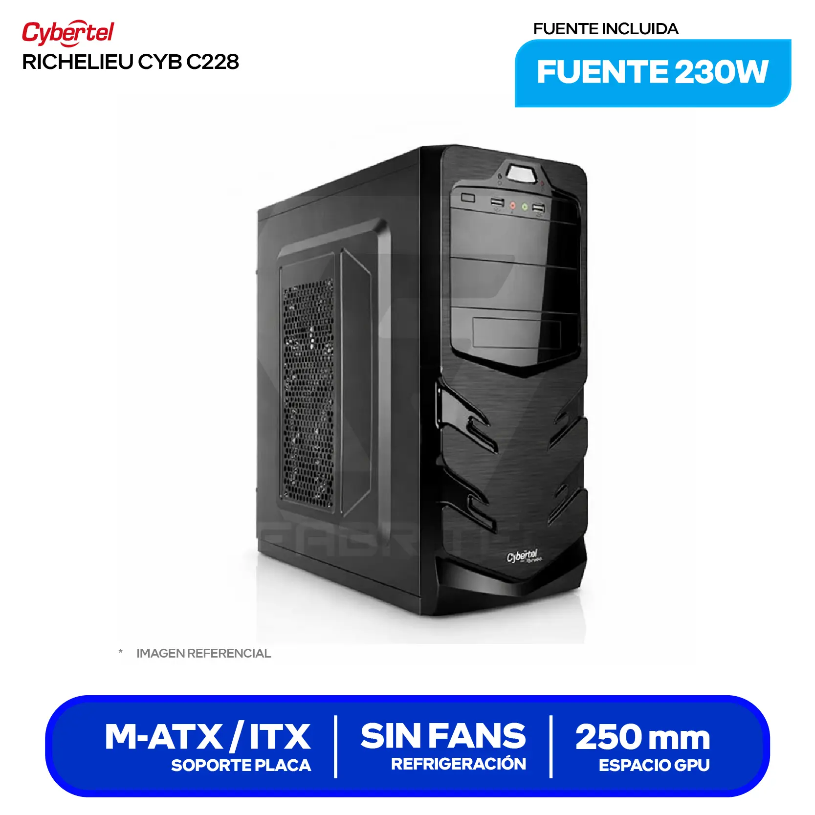Case Cybertel Richelieu CYB C228 (RICHELIEU CYB C228) Con Fuente 230W, 1 Fan