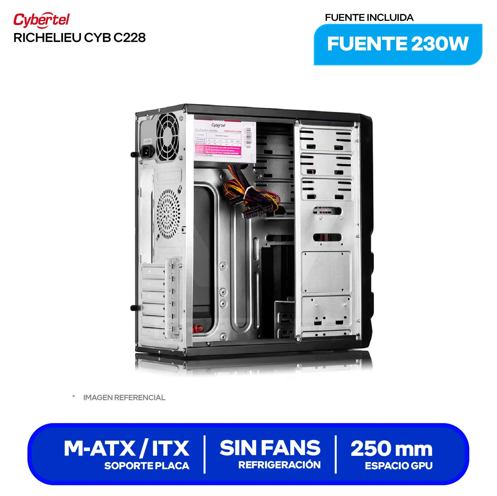 Case Cybertel Richelieu CYB C228 (RICHELIEU CYB C228) Con Fuente 230W, 1 Fan