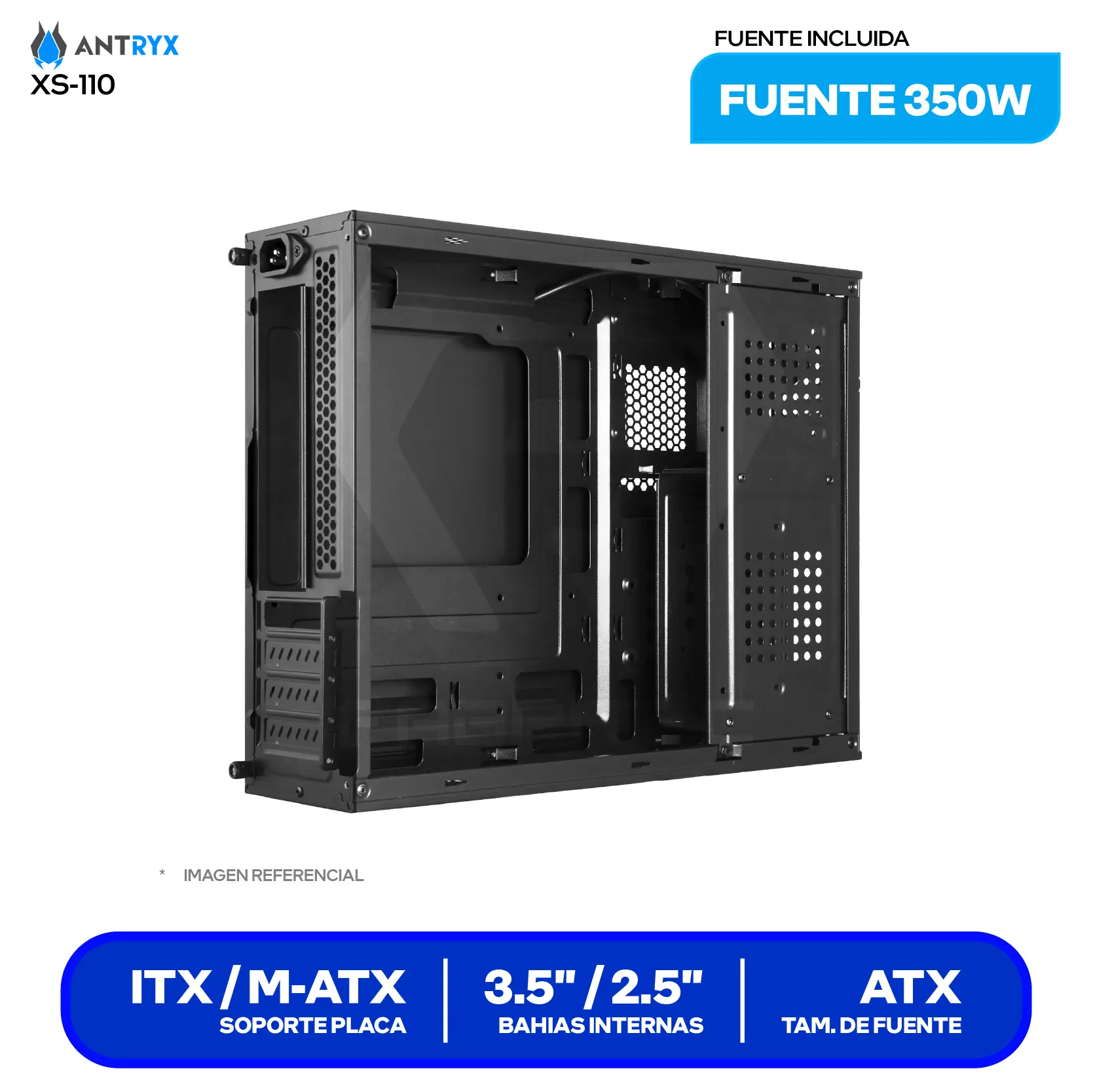 Case Slim Antryx Xtreme XS-110 (AC-XS110K-350CP) Con fuente de 350W