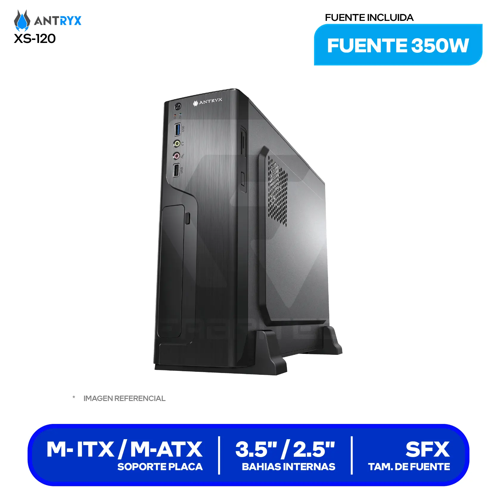 Case Slim Antryx Xtreme XS-120 (AC-XS120K-350CP) Con fuente de 350W