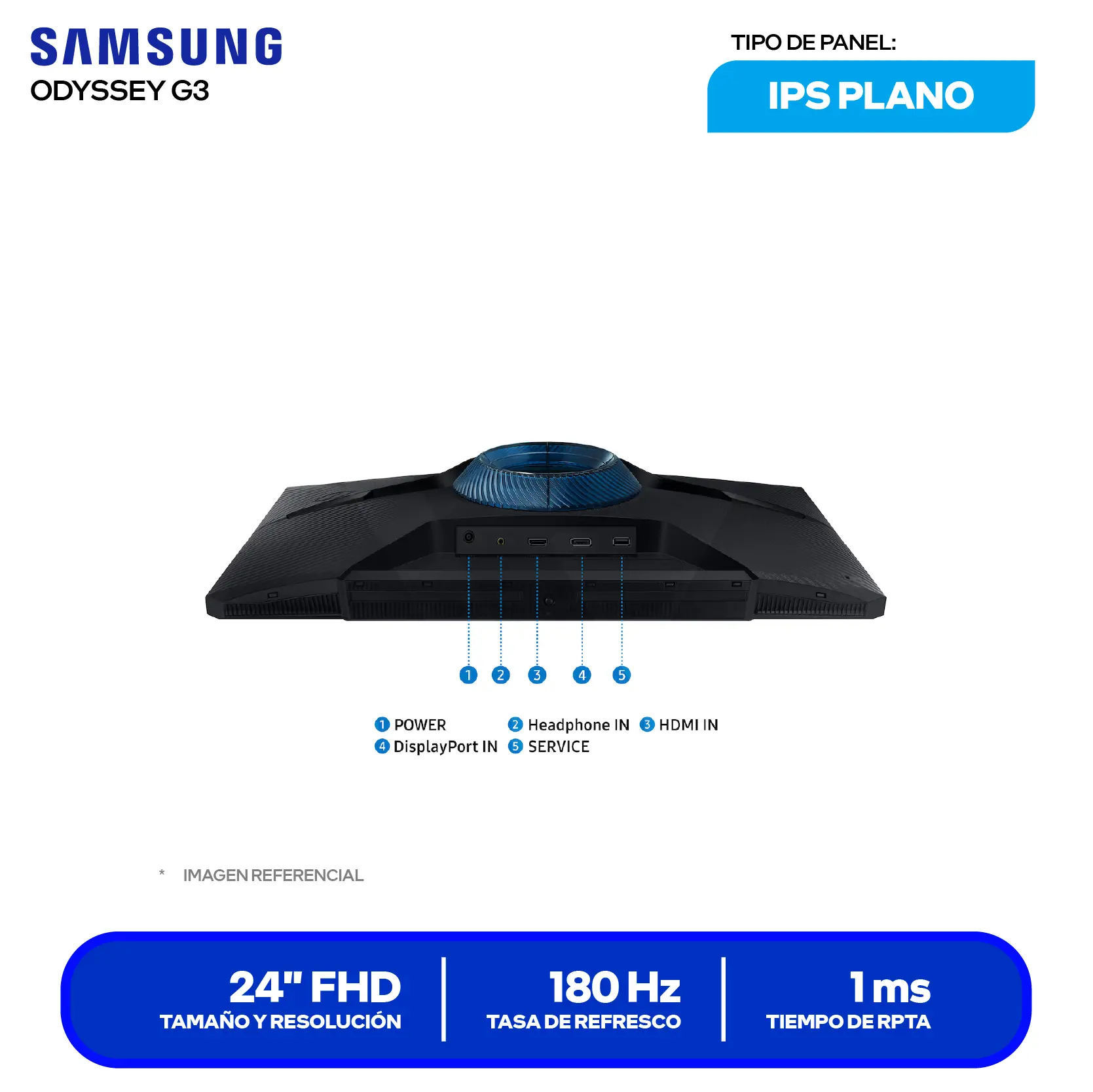 Monitor Gamer Samsung Odyssey G3 27" (LS24DG300ELXPE) FHD, VA, 180Hz, 1ms