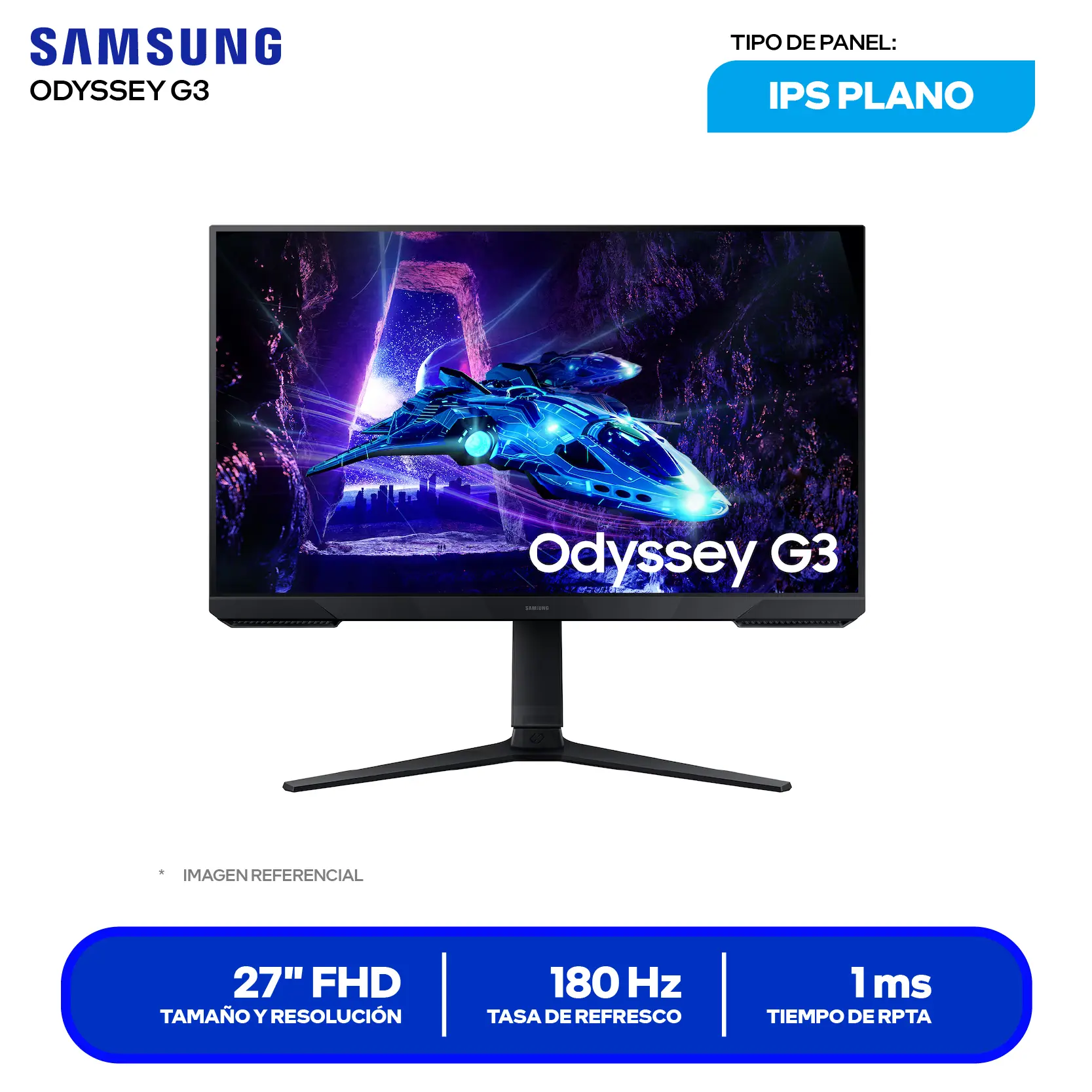 Monitor Gamer Samsung Odyssey G3 27" (LS27DG300ELXPE) FHD, VA, 180Hz, 1ms