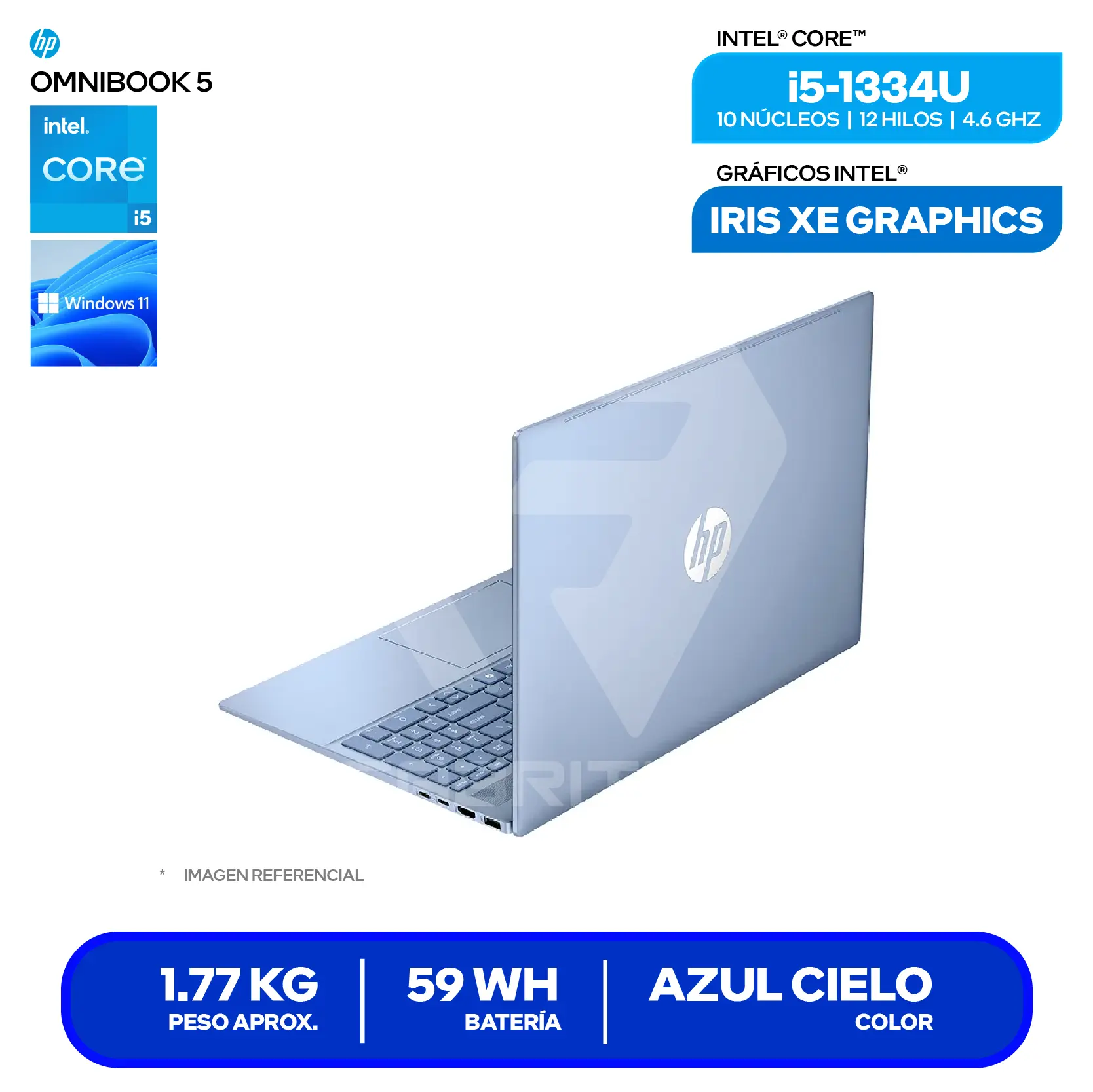 Laptop HP OmniBook 5 16-BA1051LA (BM2N0LA#ABA) Intel Core i5-1334U, 16GB RAM, 512GB SSD, 16" 2K IPS, Windows 11 Home